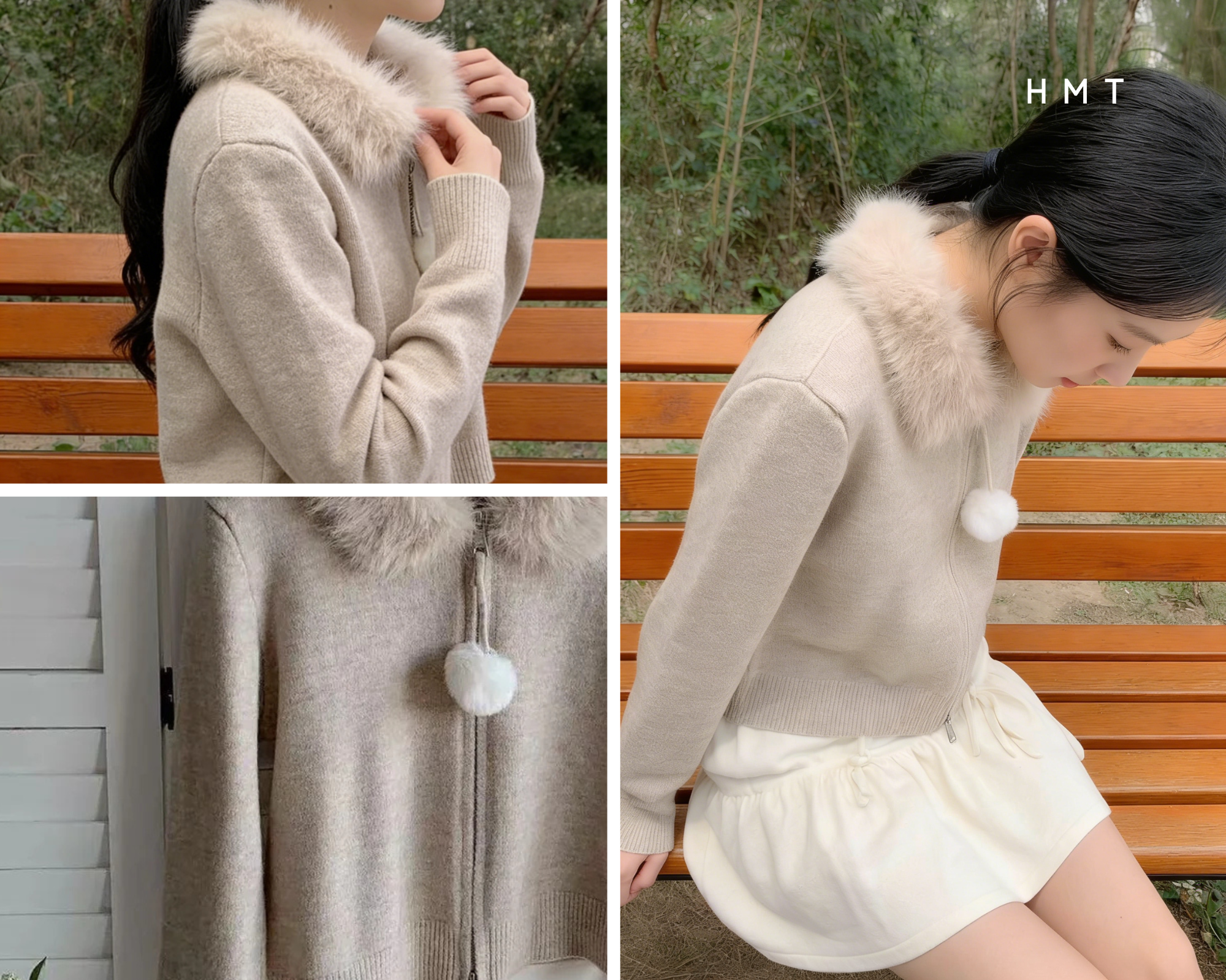 HELLO MILK TEE- 85872 毛領上衣