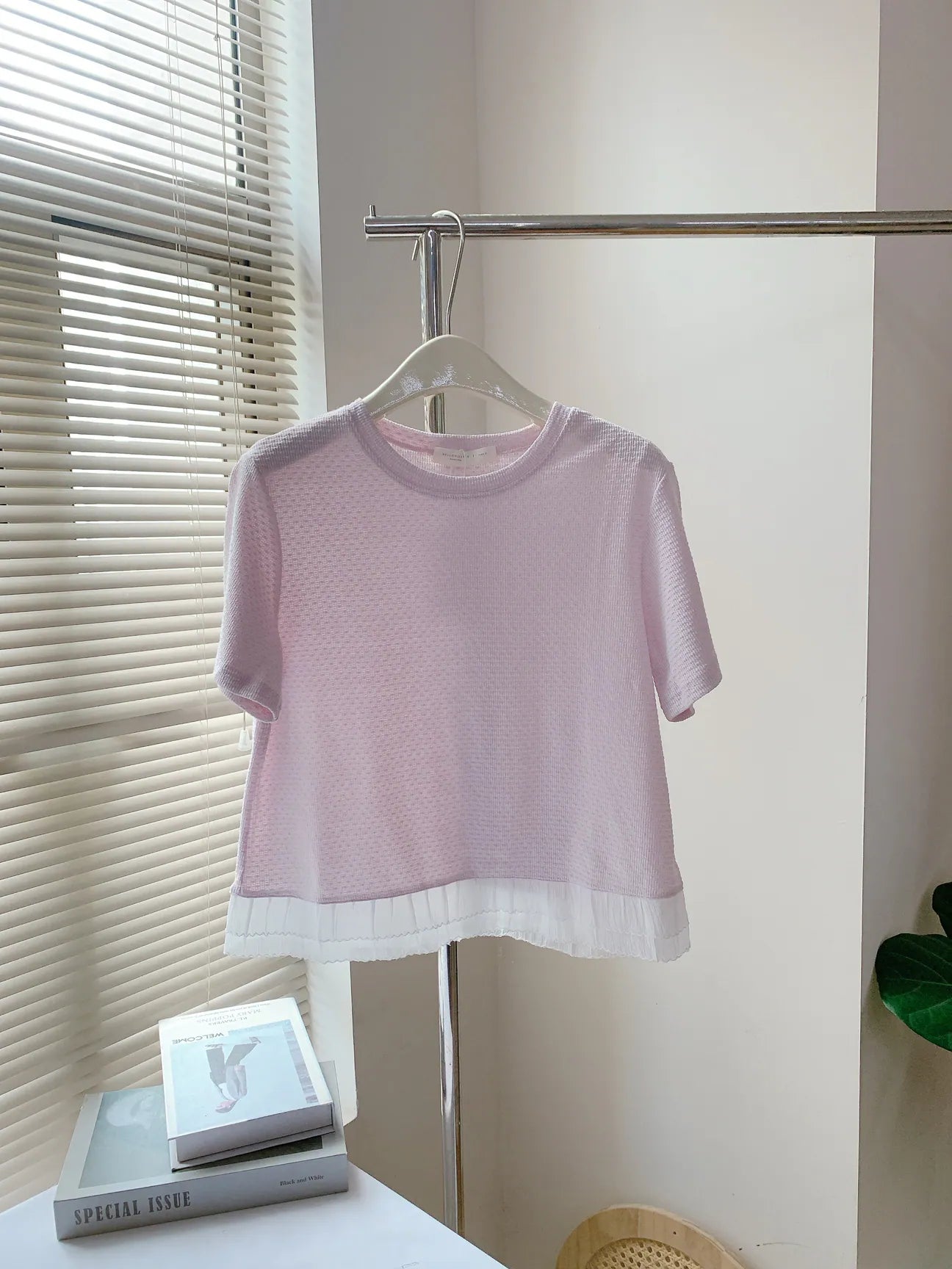 HELLO MILK TEE- 85319 坑條圓領衫