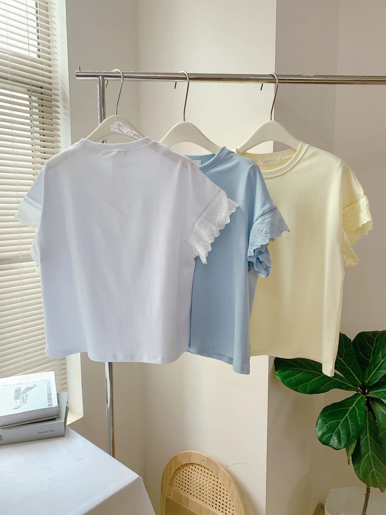 HELLO MILK TEE- 85316 拼接袖上衣