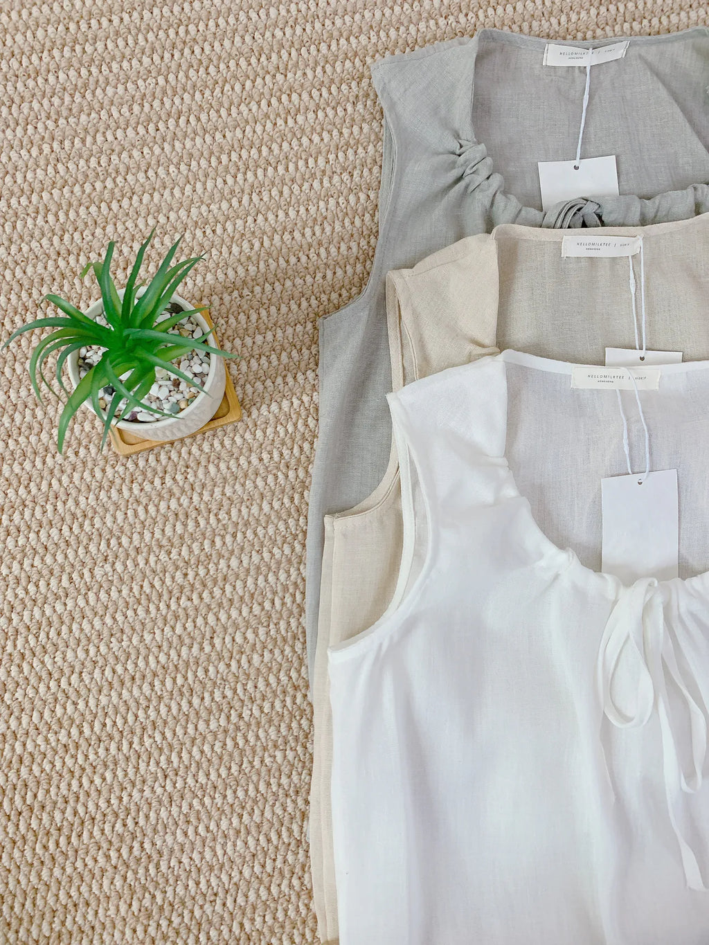 HELLO MILK TEE-85247 無袖抽繩衫