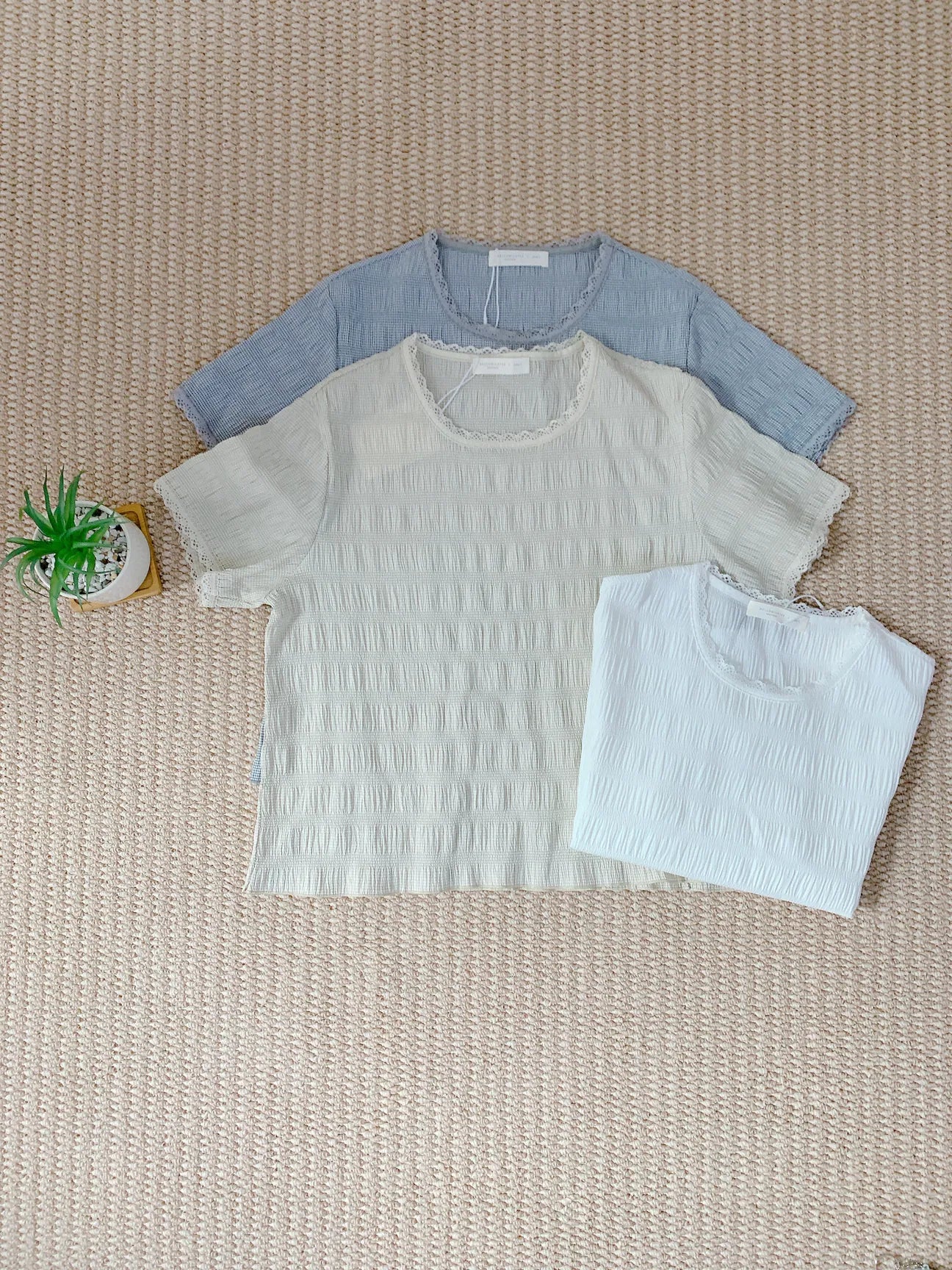 HELLO MILK TEE- 85334 褶皺上衣