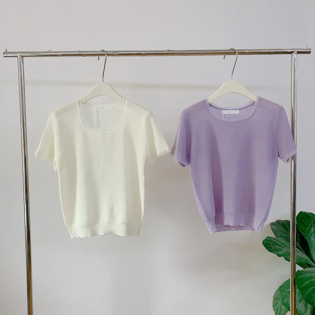 HELLO MILK TEE- 85128 拼接針織衫