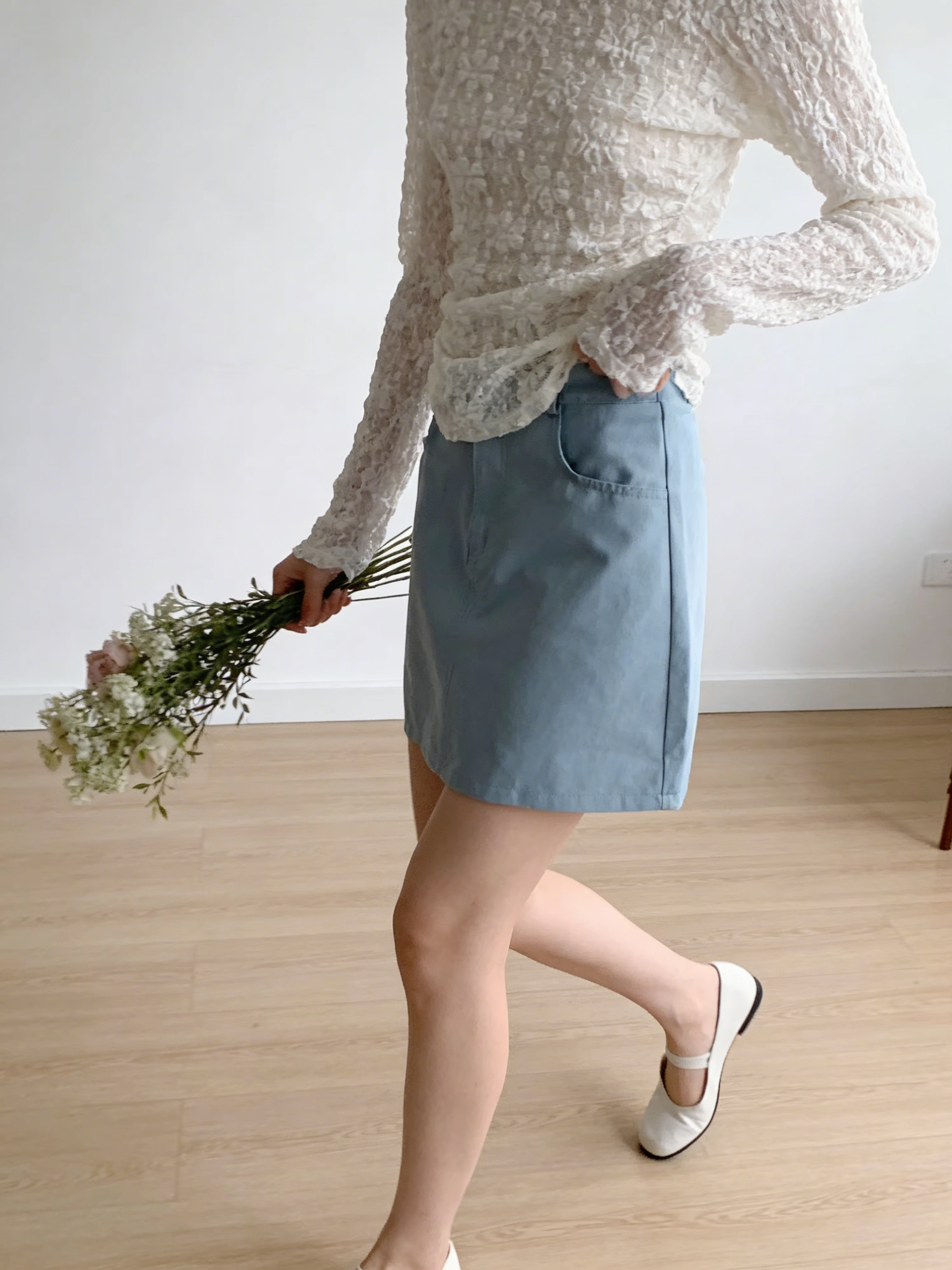 HELLO MILK TEE- 86045 百搭短裙(附腰帶)