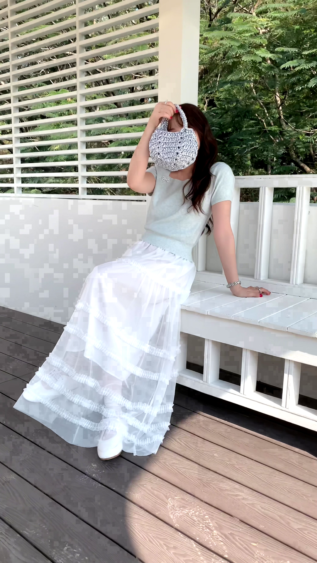 HELLO MILK TEE- 86053 網紗半裙