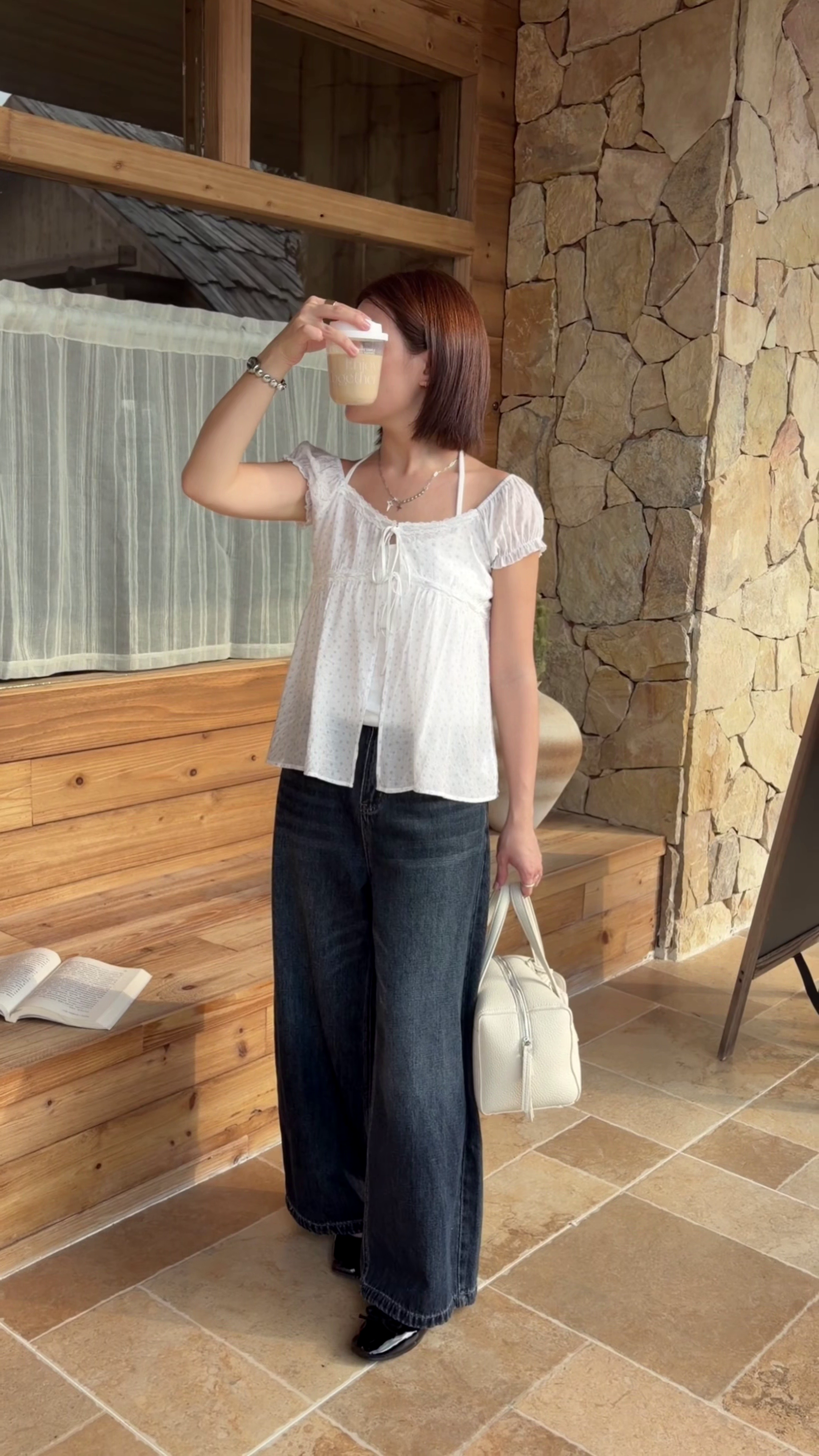 HELLO MILK TEE- 86711   綁帶兩件套