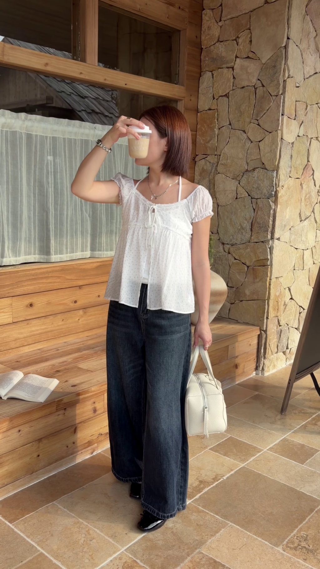 HELLO MILK TEE- 86711   綁帶兩件套