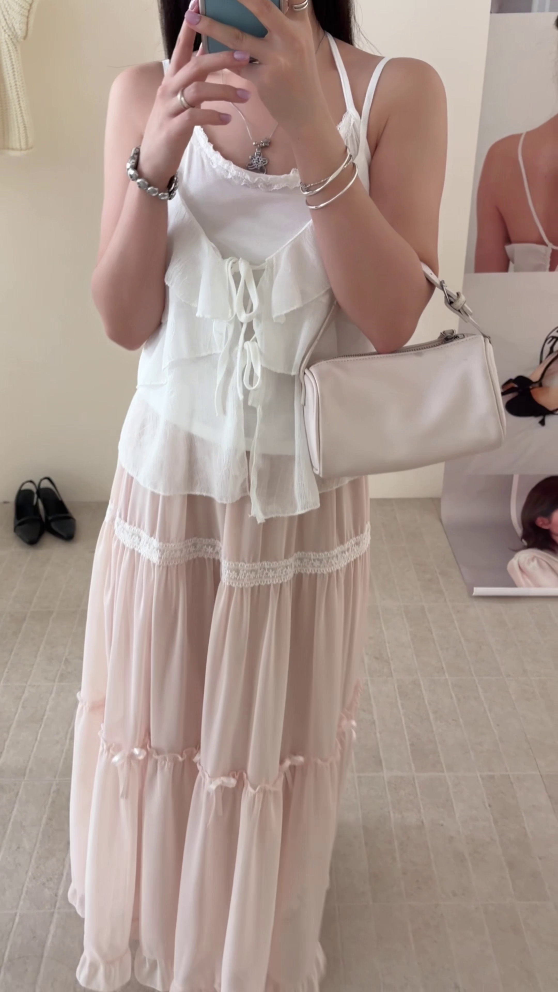 HELLO MILK TEE- 86737   吊帶兩件套
