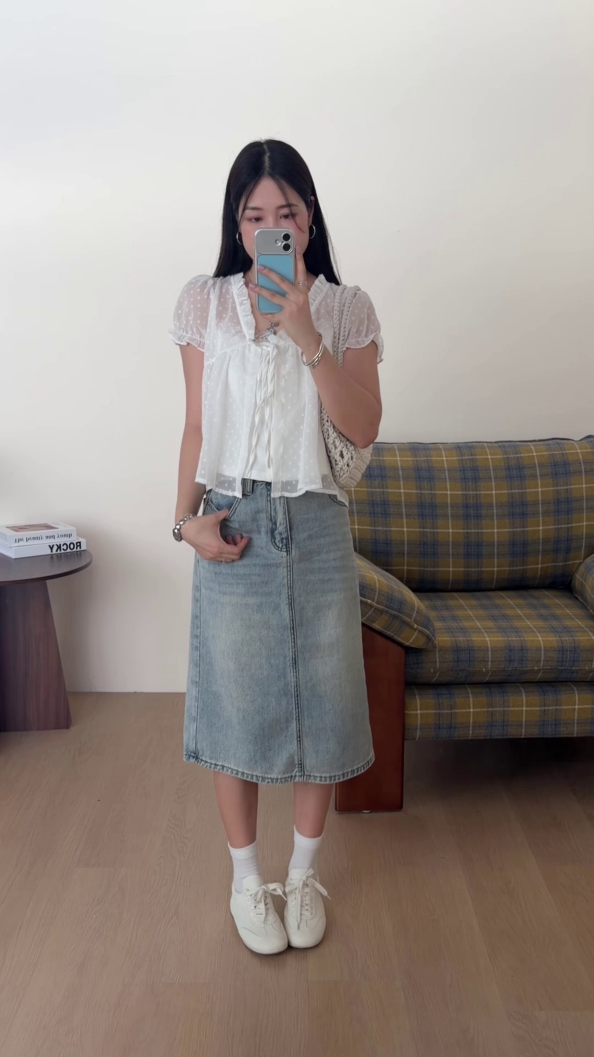 HELLO MILK TEE- 86826   牛仔半裙