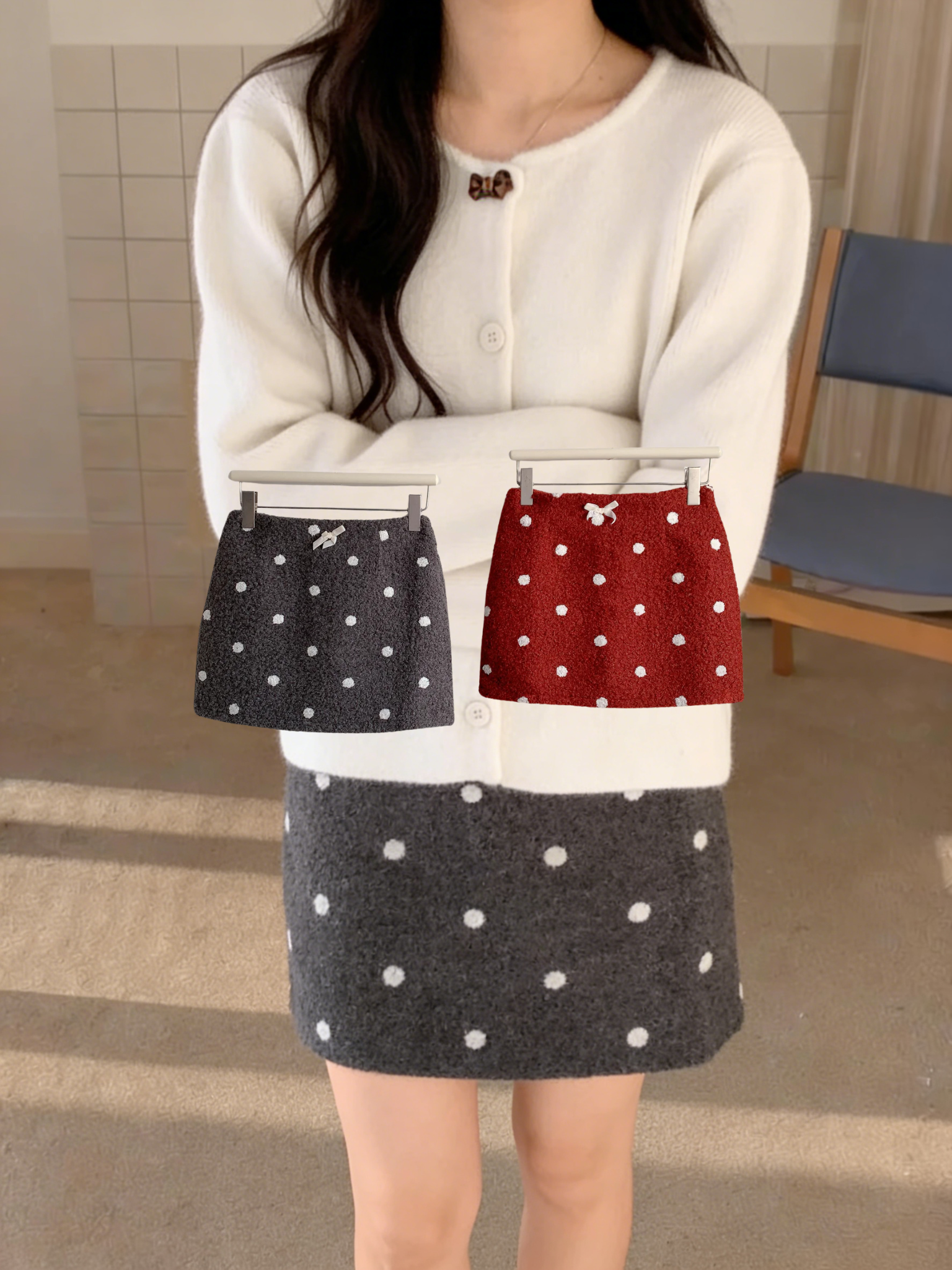 HELLO MILK TEE- 85860 點點短裙