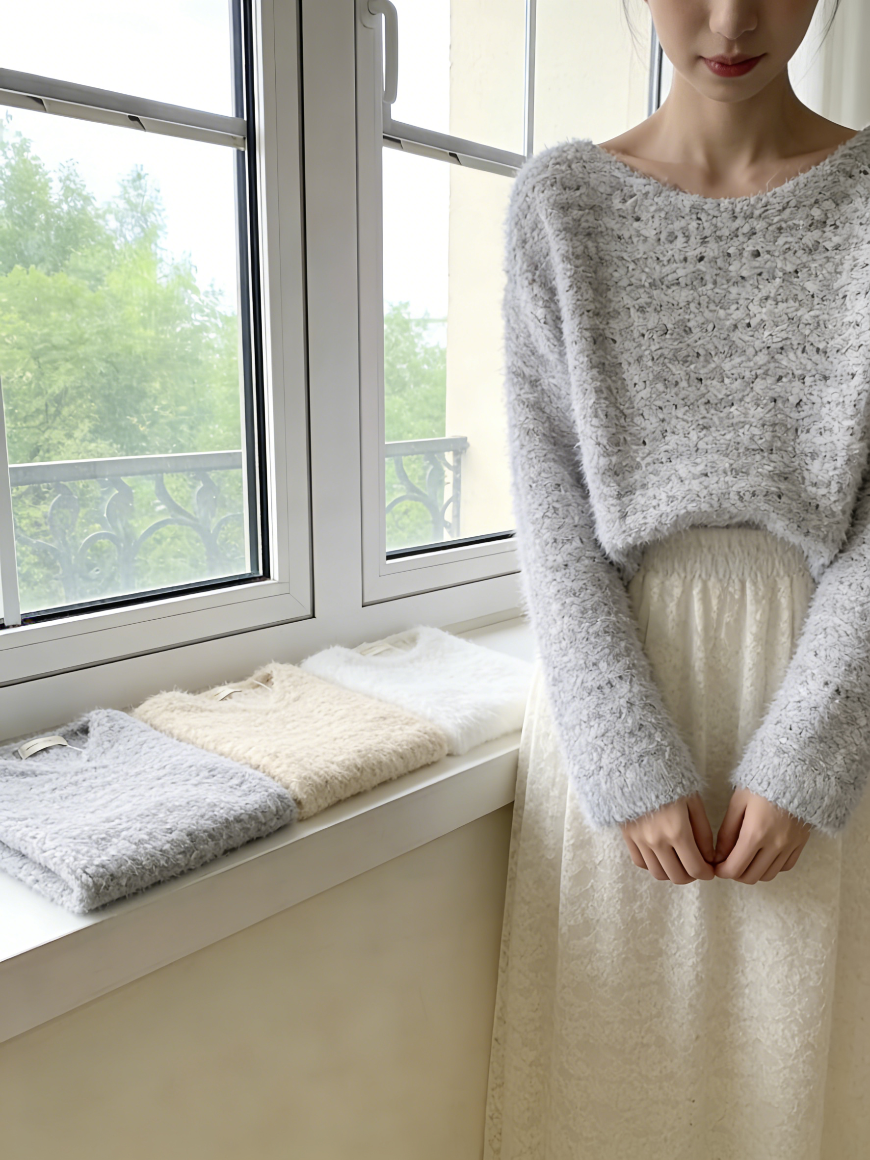 HELLO MILK TEE- 85596 鏤空毛衣