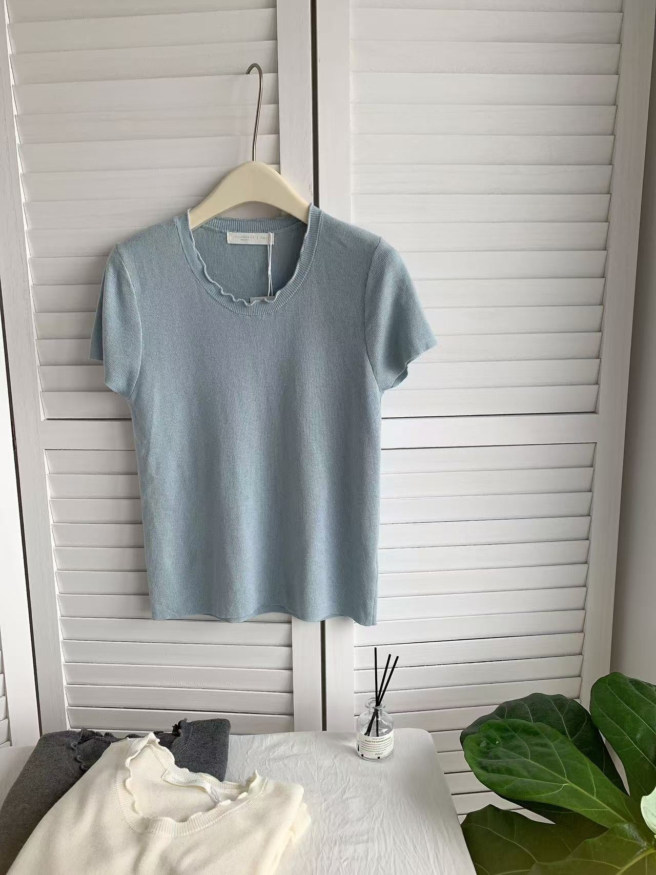HELLO MILK TEE- 85380 花邊短袖