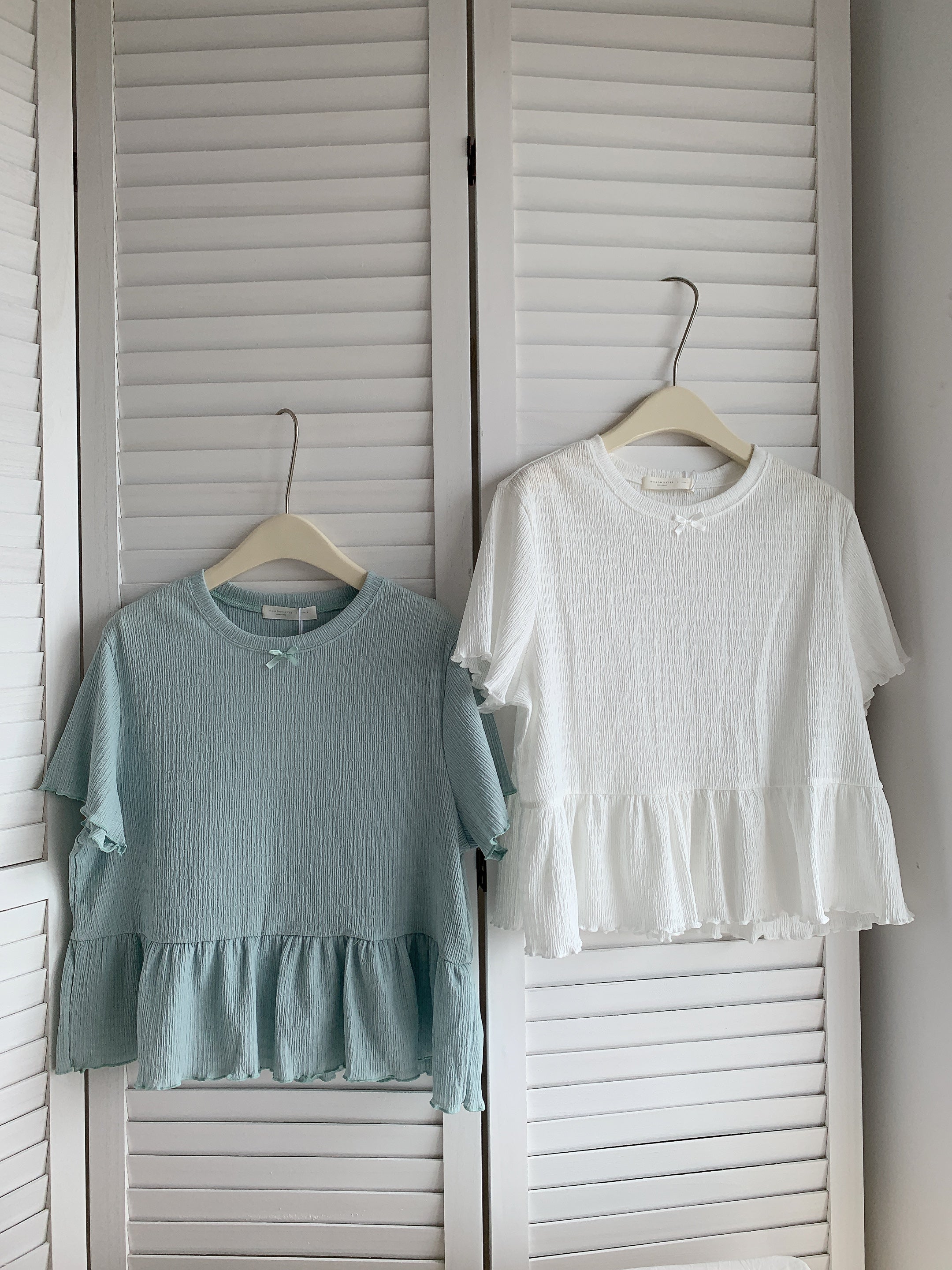 HELLO MILK TEE- 85346  圓領花邊衫