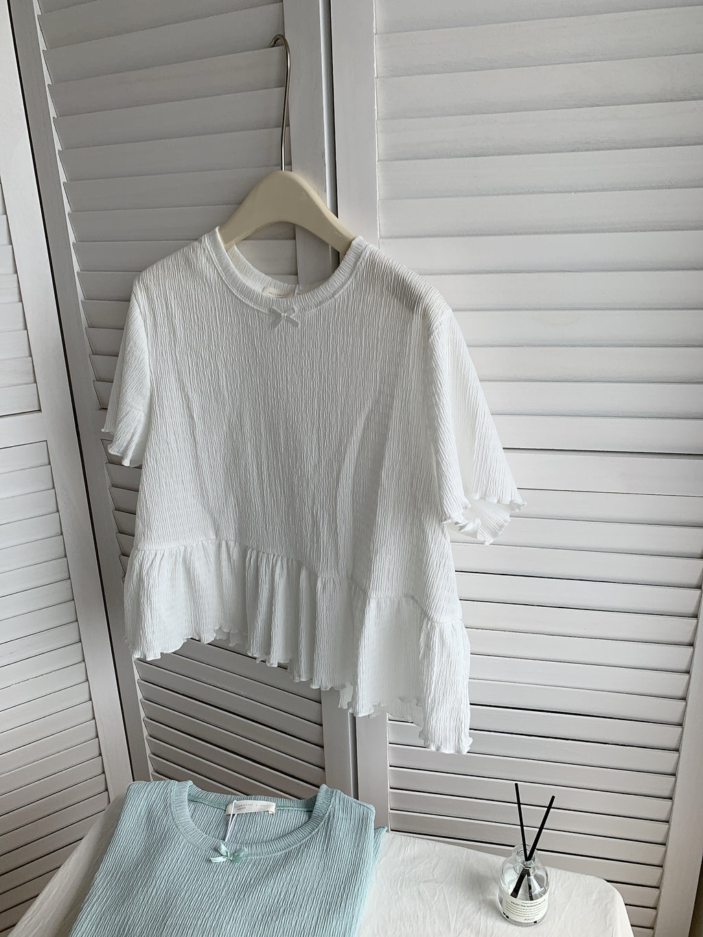 HELLO MILK TEE- 85346  圓領花邊衫