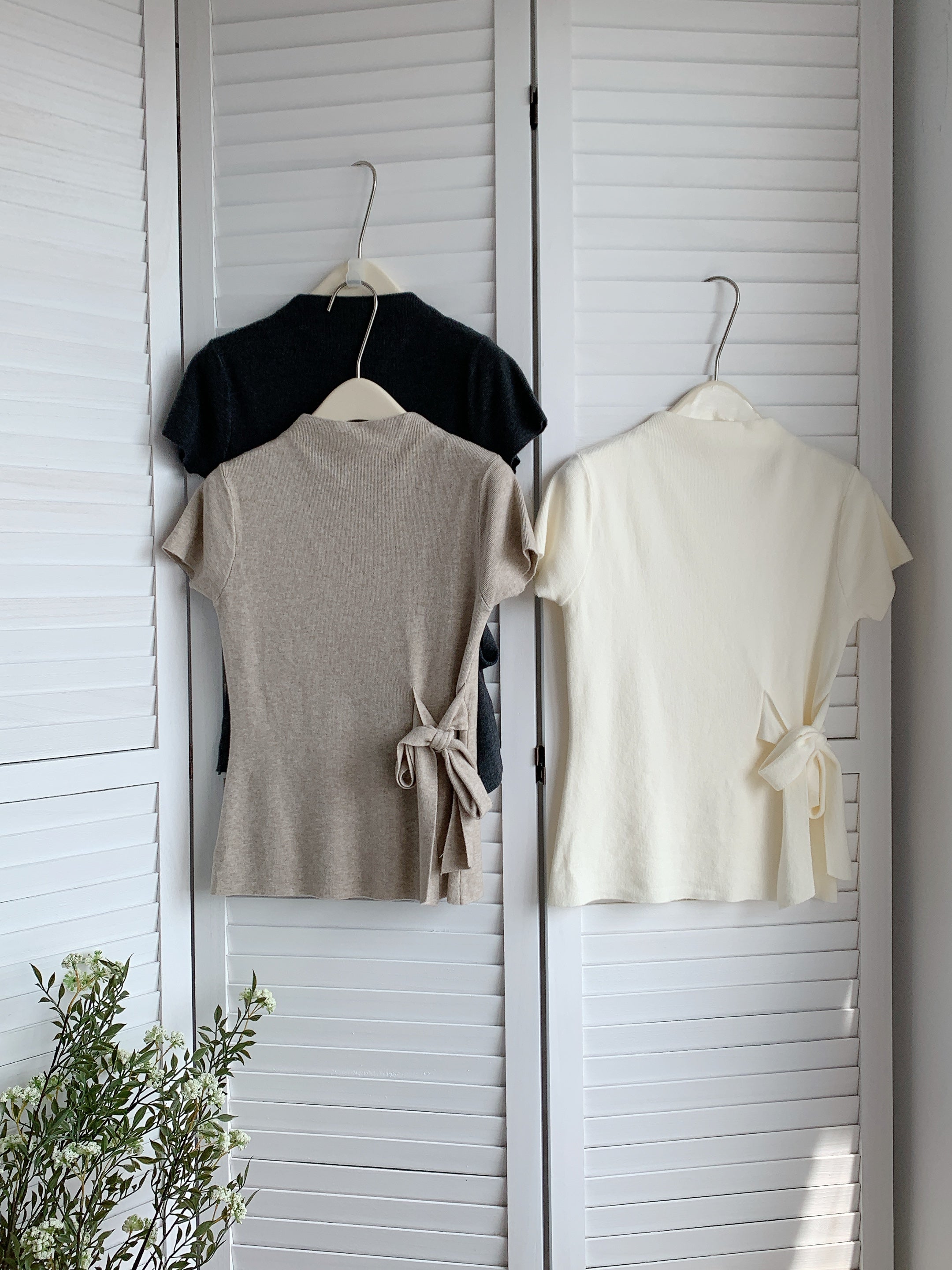 HELLO MILK TEE- 85405 綁帶短袖