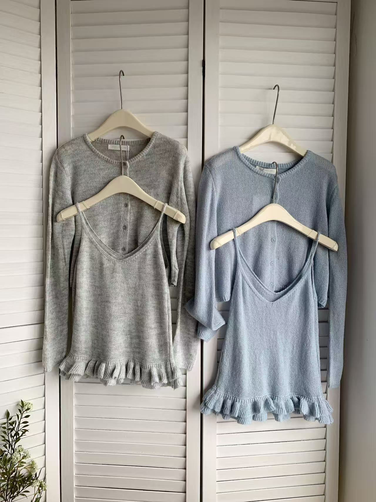 HELLO MILK TEE- 85416 木耳邊套裝