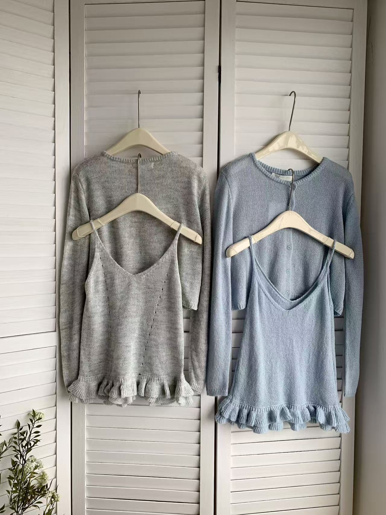 HELLO MILK TEE- 85416 木耳邊套裝