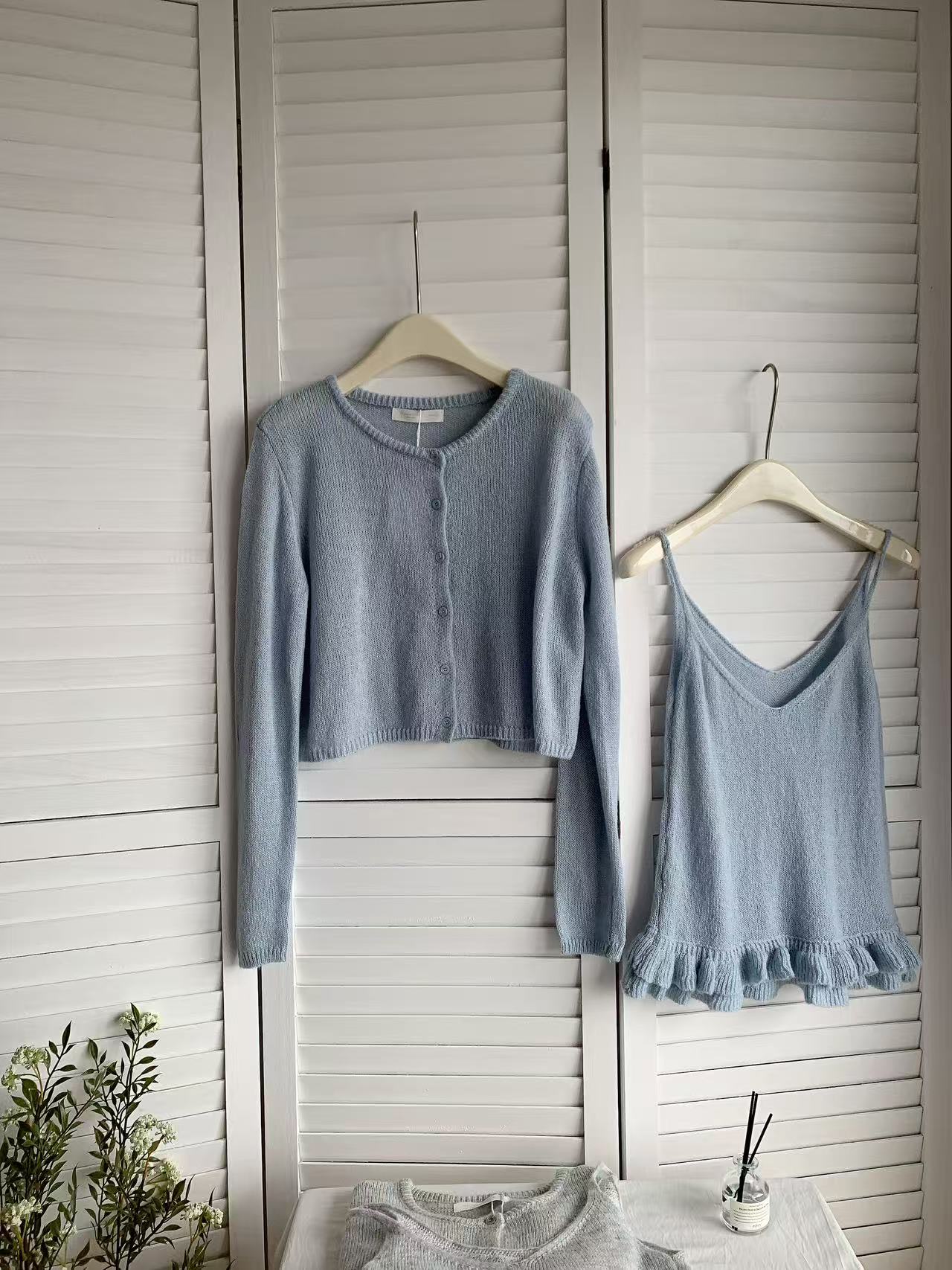 HELLO MILK TEE- 85416 木耳邊套裝