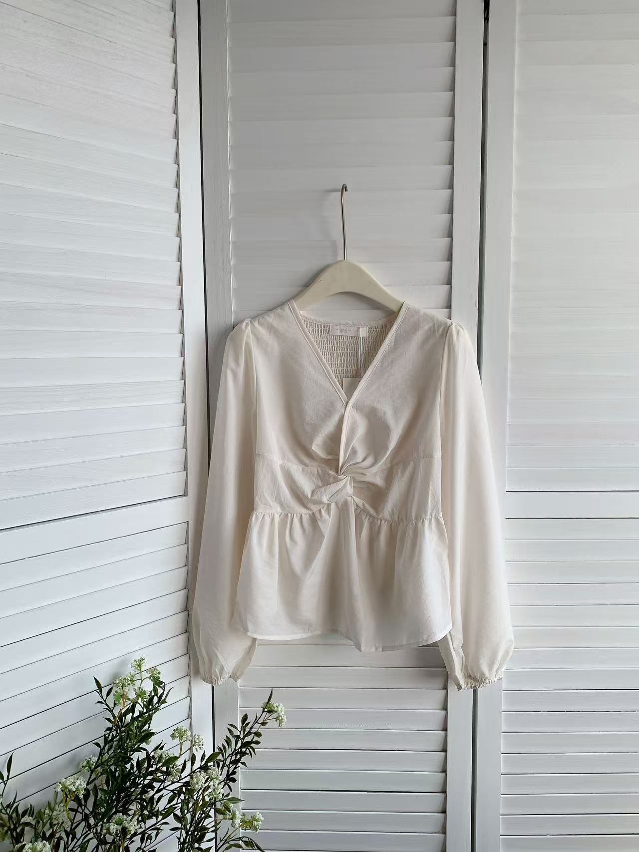 HELLO MILK TEE- 85419  褶皺小衫