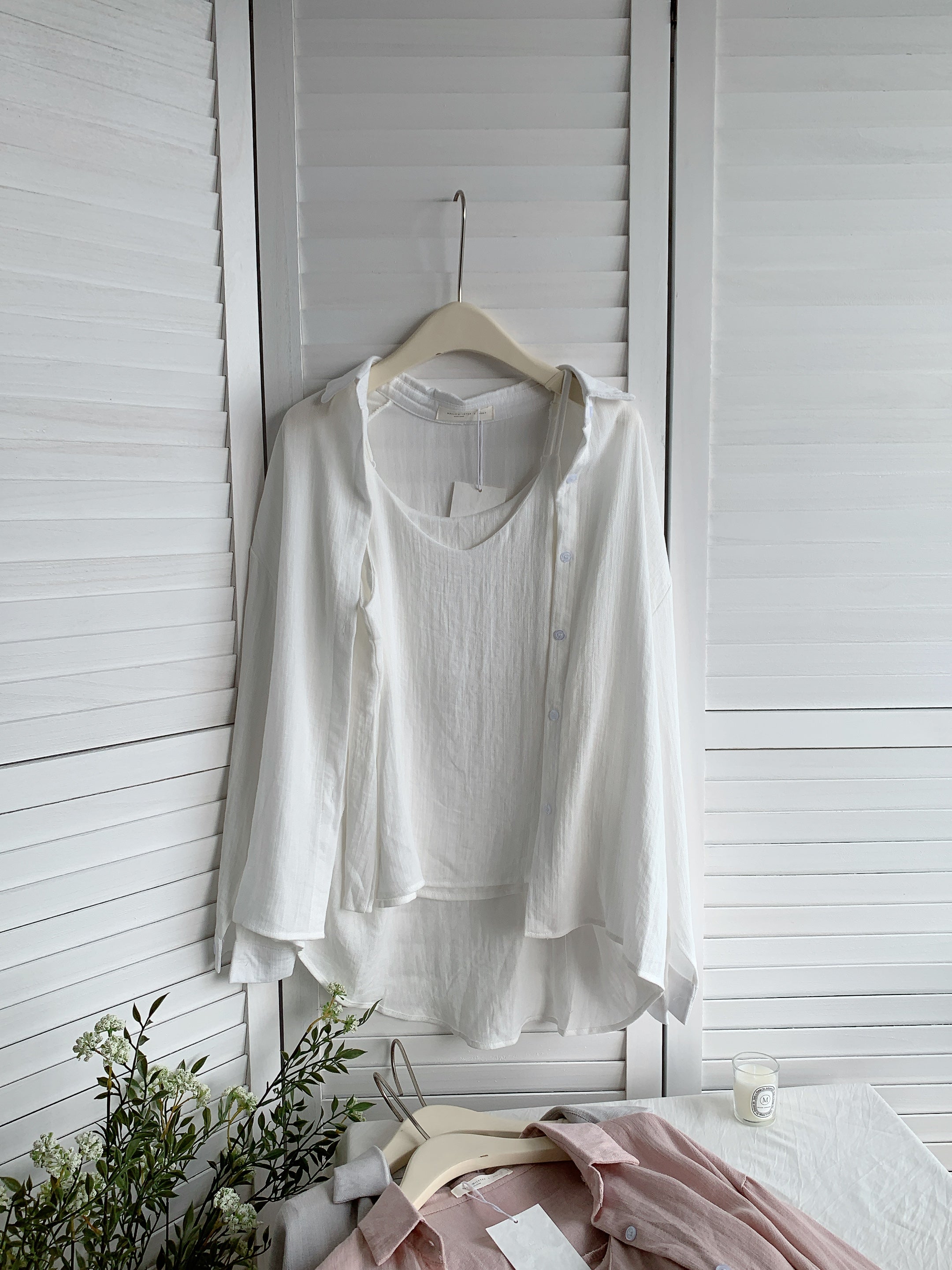 HELLO MILK TEE- 85459 長袖兩件套