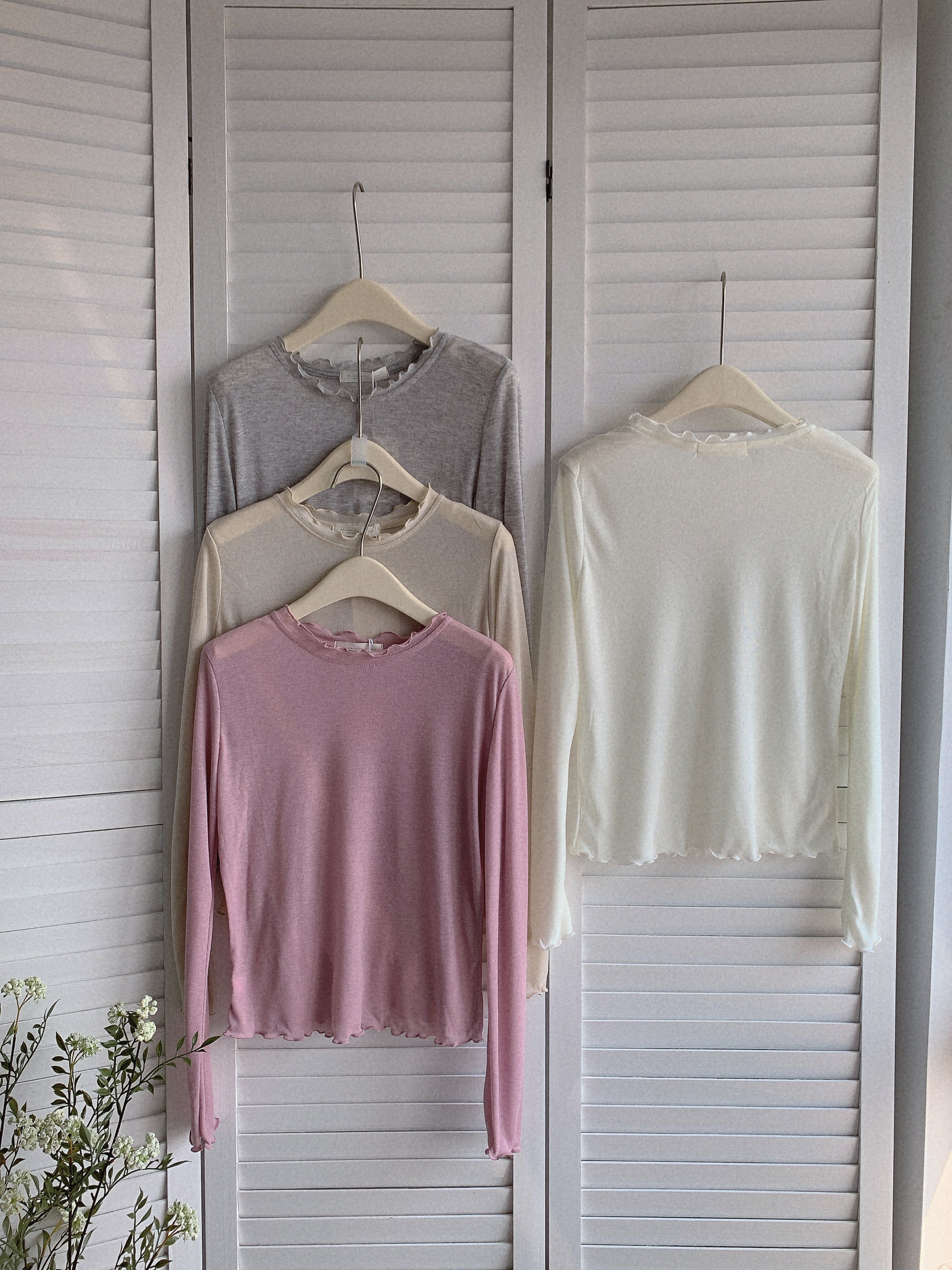 HELLO MILK TEE- 85511 木耳邊上衣