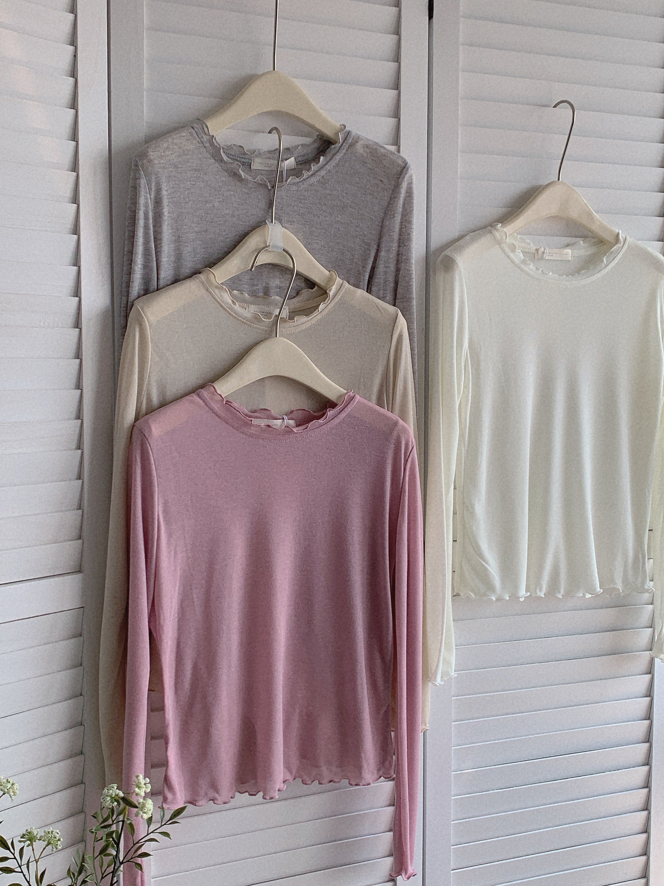 HELLO MILK TEE- 85511 木耳邊上衣