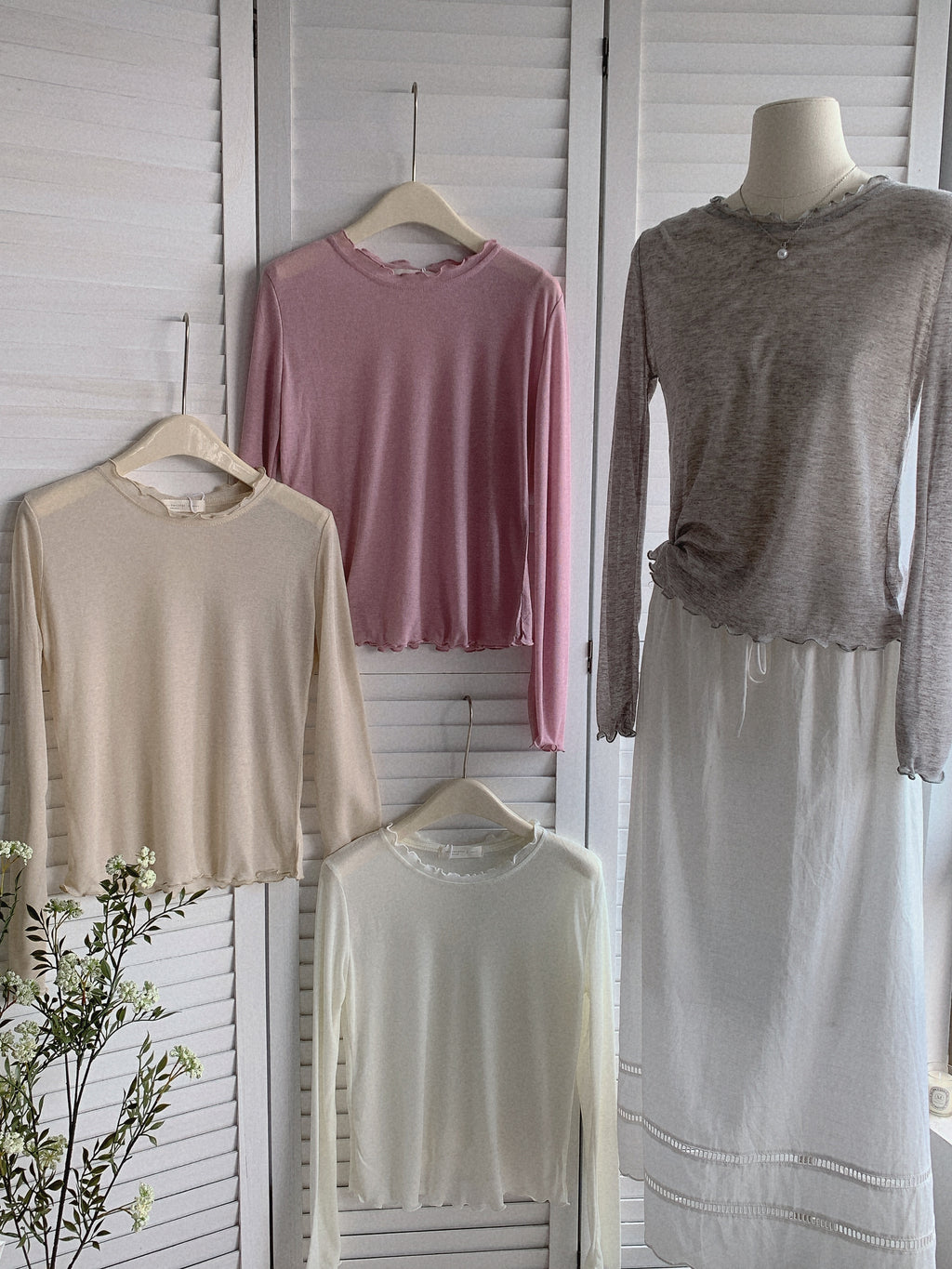 HELLO MILK TEE- 85511 木耳邊上衣