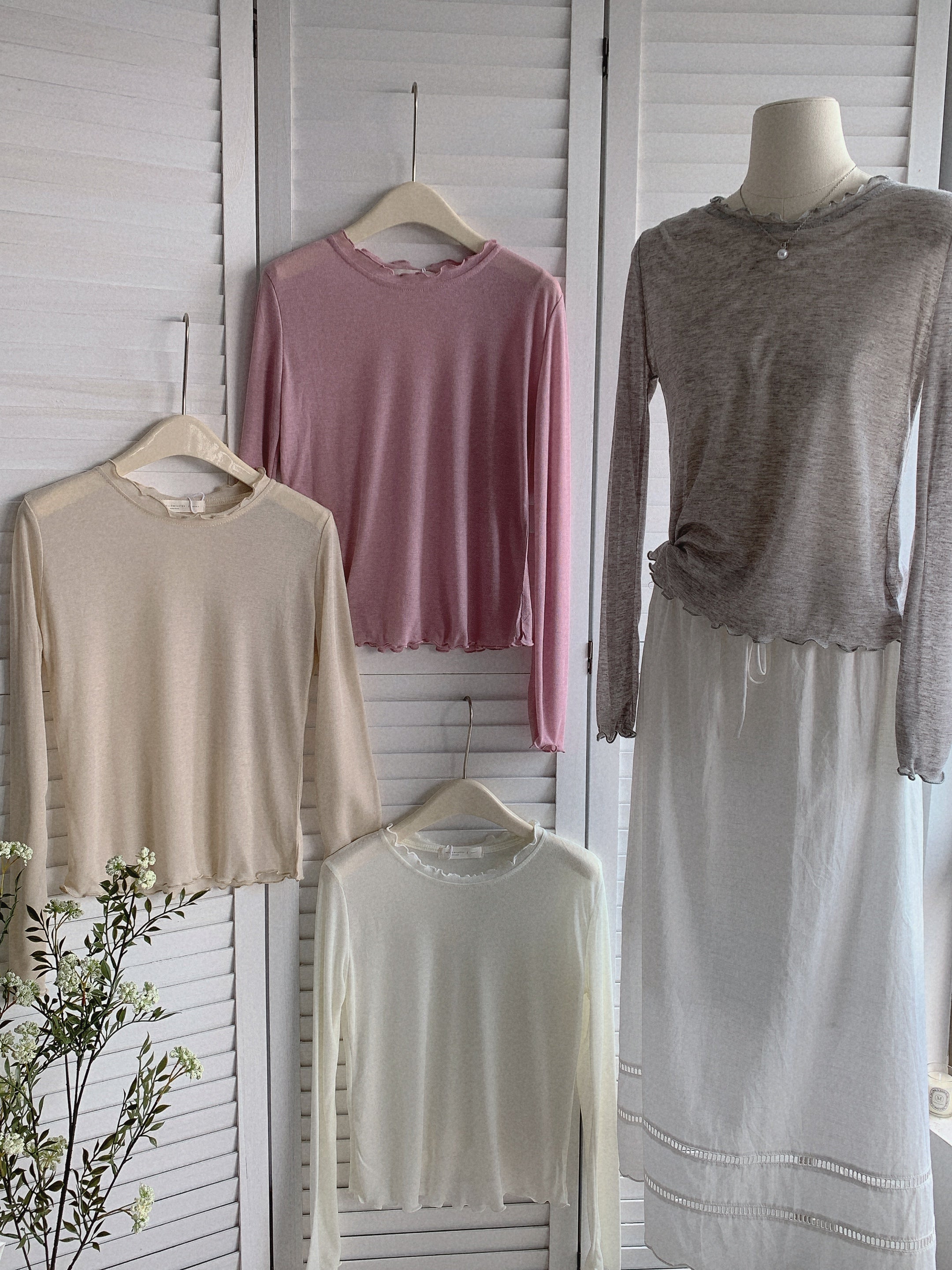 HELLO MILK TEE- 85511 木耳邊上衣