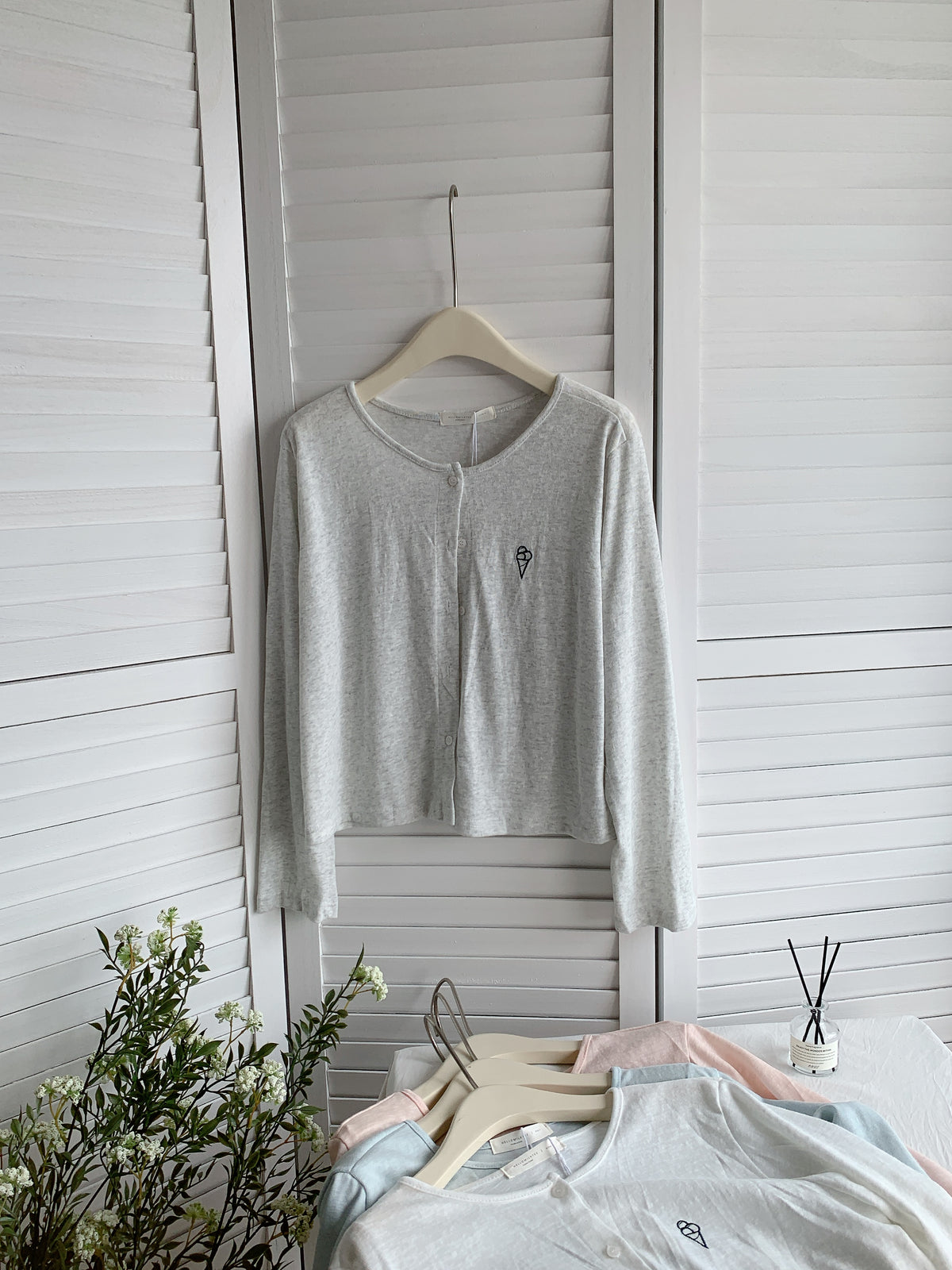 HELLO MILK TEE- 85453 刺繡開衫