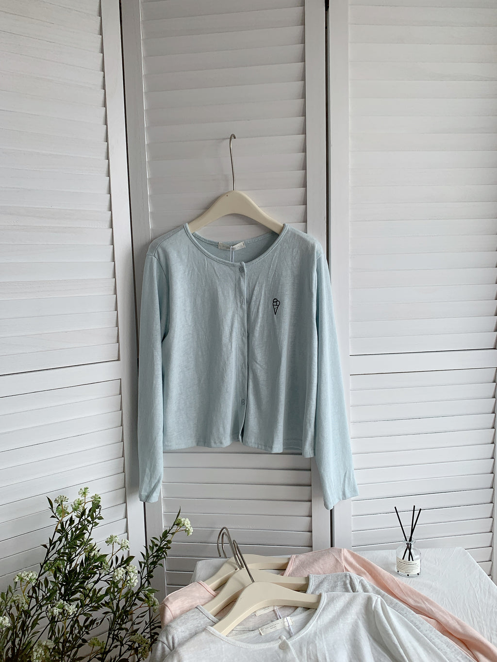 HELLO MILK TEE- 85453 刺繡開衫