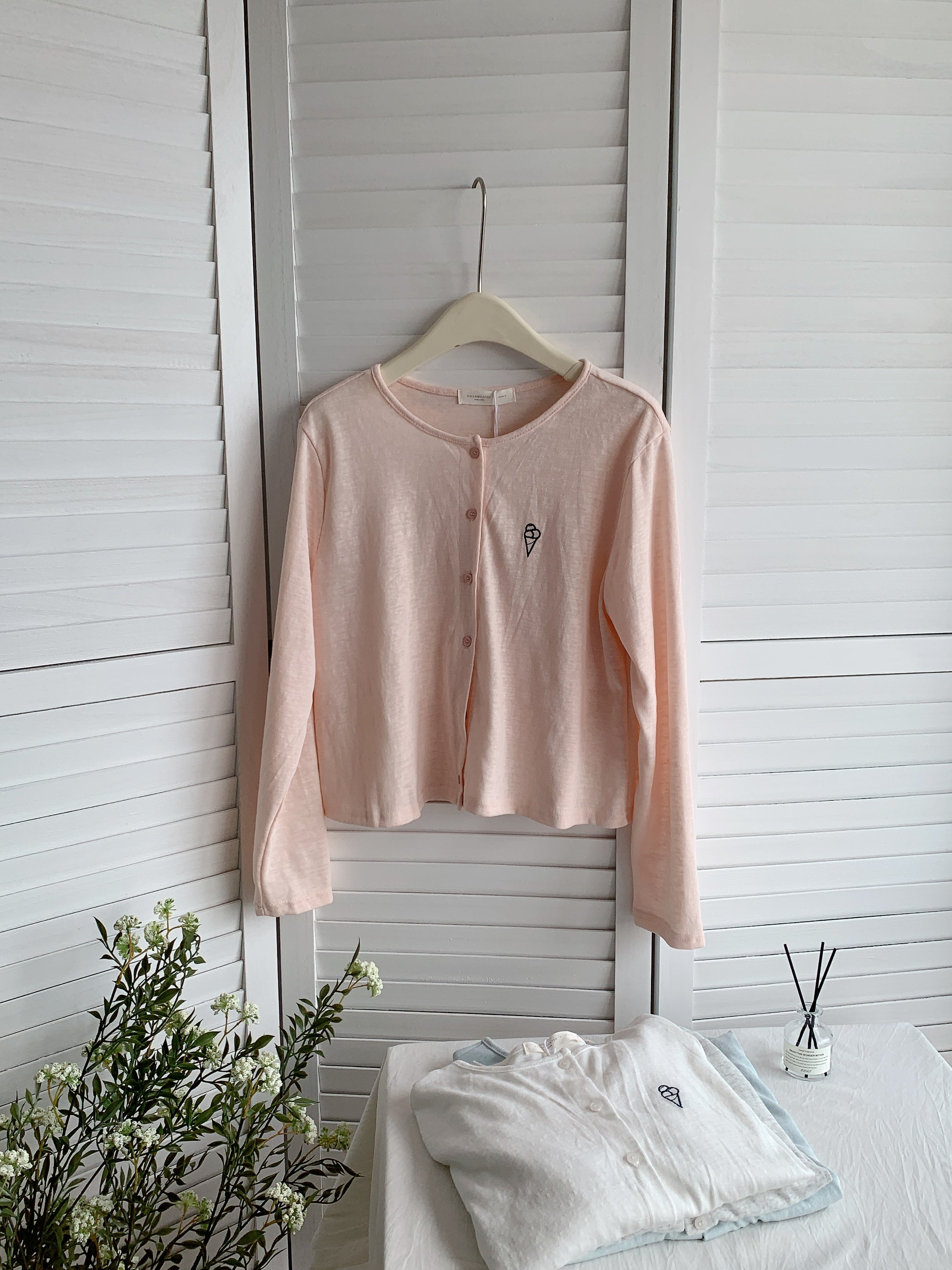 HELLO MILK TEE- 85453 刺繡開衫