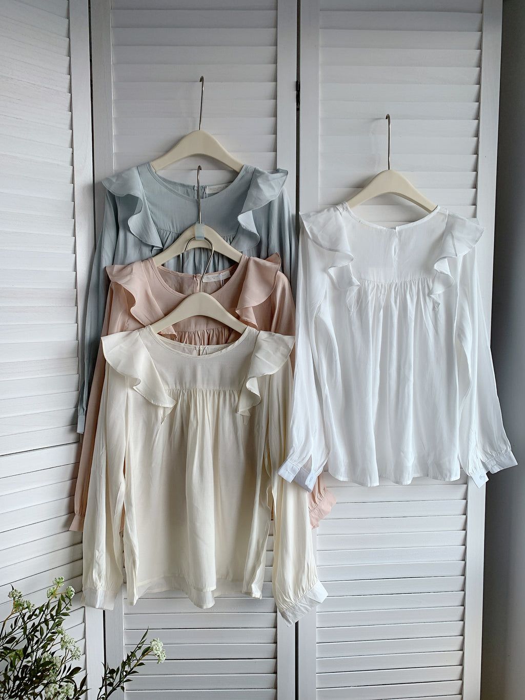 HELLO MILK TEE- 85424 荷葉袖襯衣