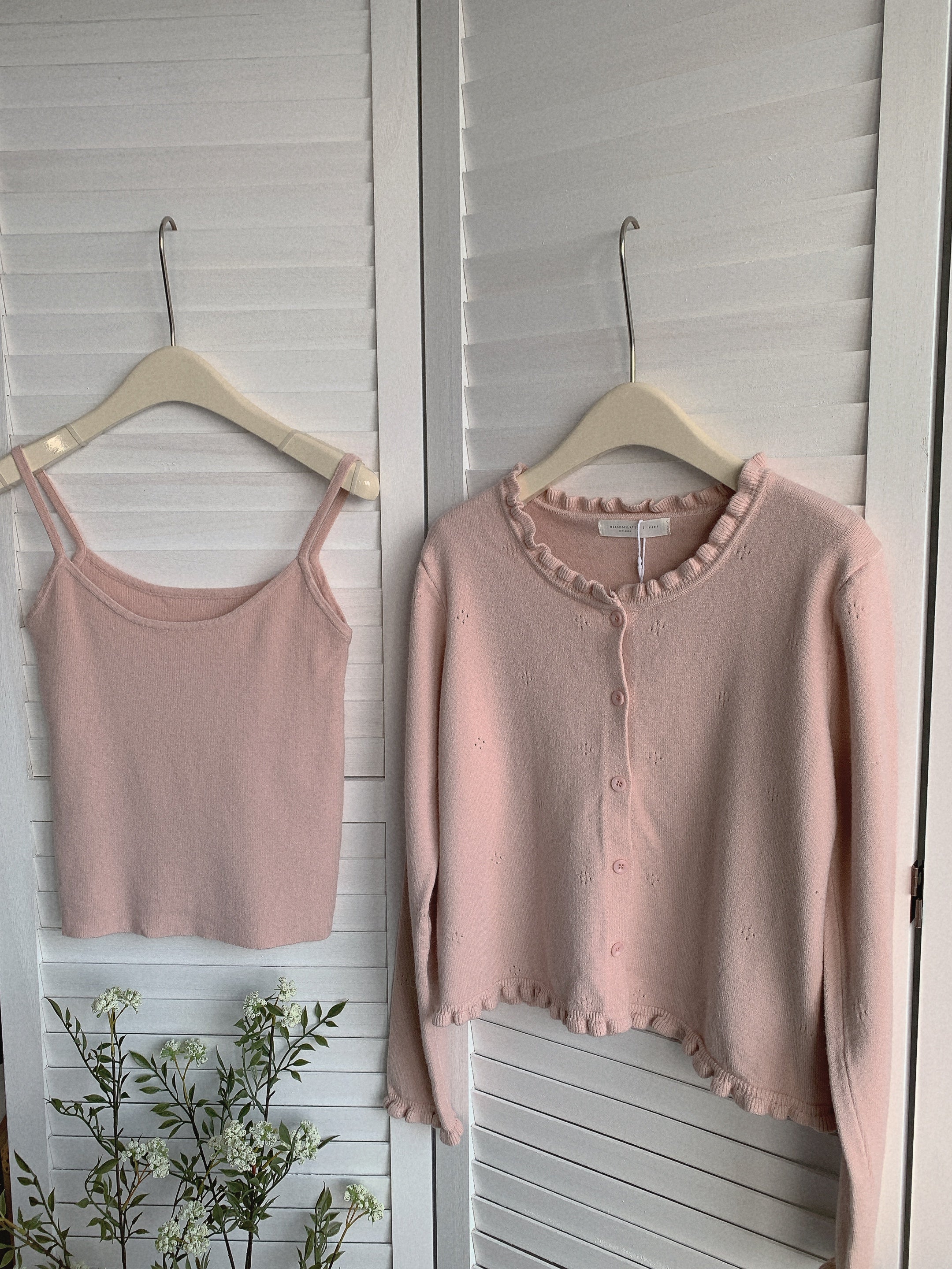 HELLO MILK TEE- 85462  花邊兩件套