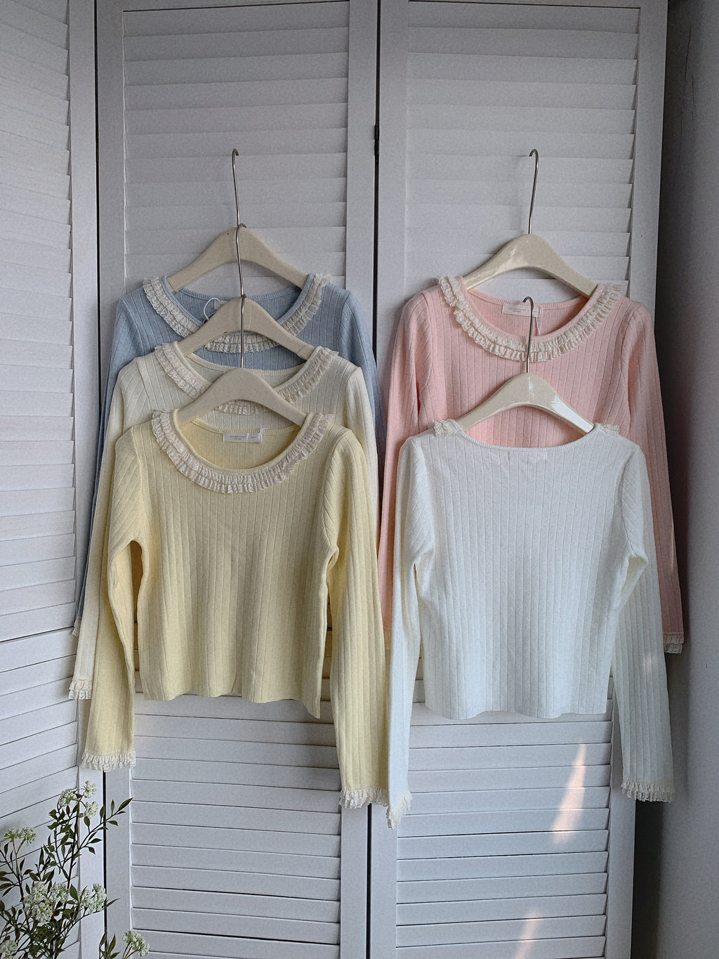 HELLO MILK TEE- 85497 圓領花邊衫