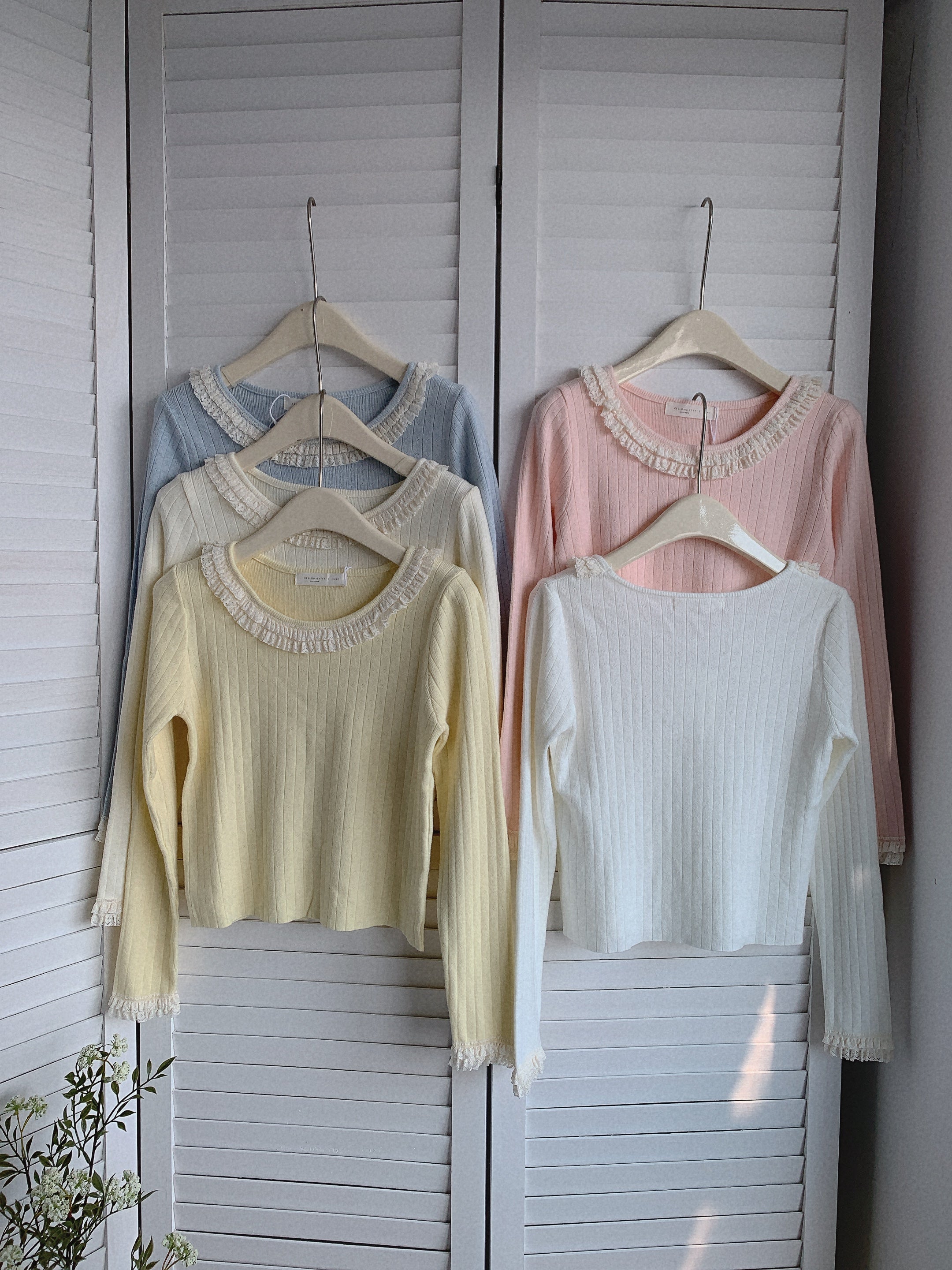 HELLO MILK TEE- 85497 圓領花邊衫