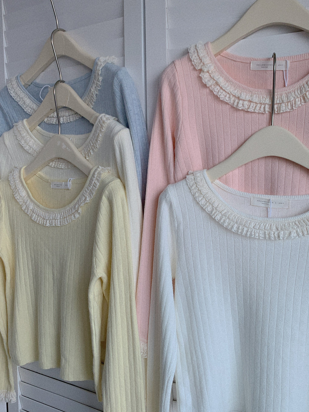 HELLO MILK TEE- 85497 圓領花邊衫