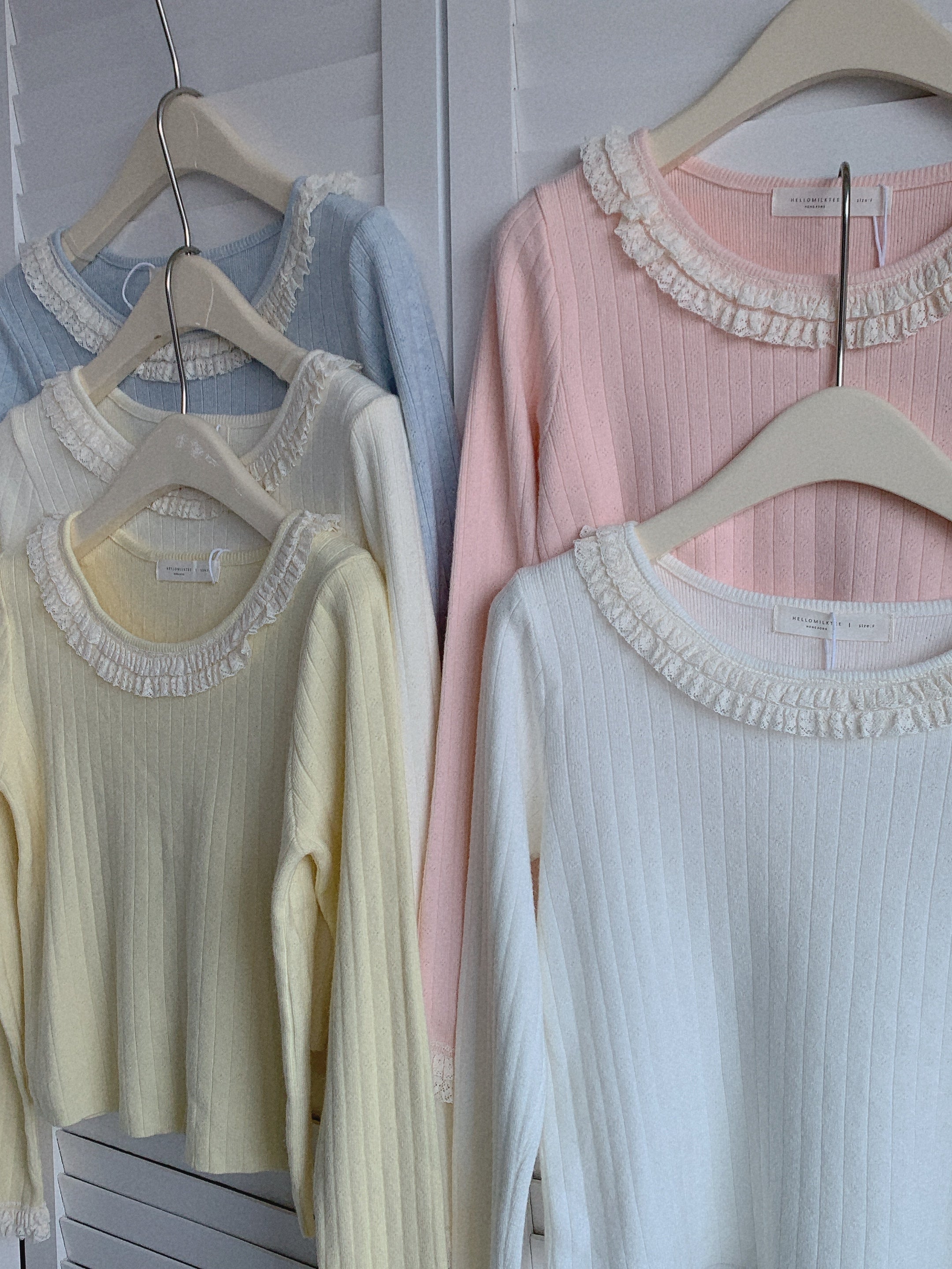 HELLO MILK TEE- 85497 圓領花邊衫