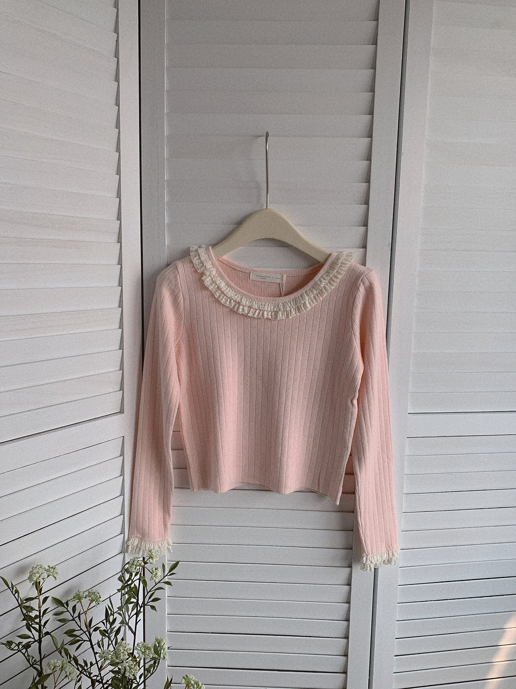 HELLO MILK TEE- 85497 圓領花邊衫