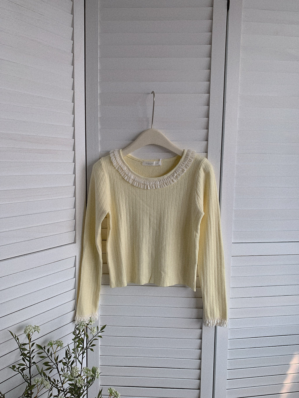 HELLO MILK TEE- 85497 圓領花邊衫