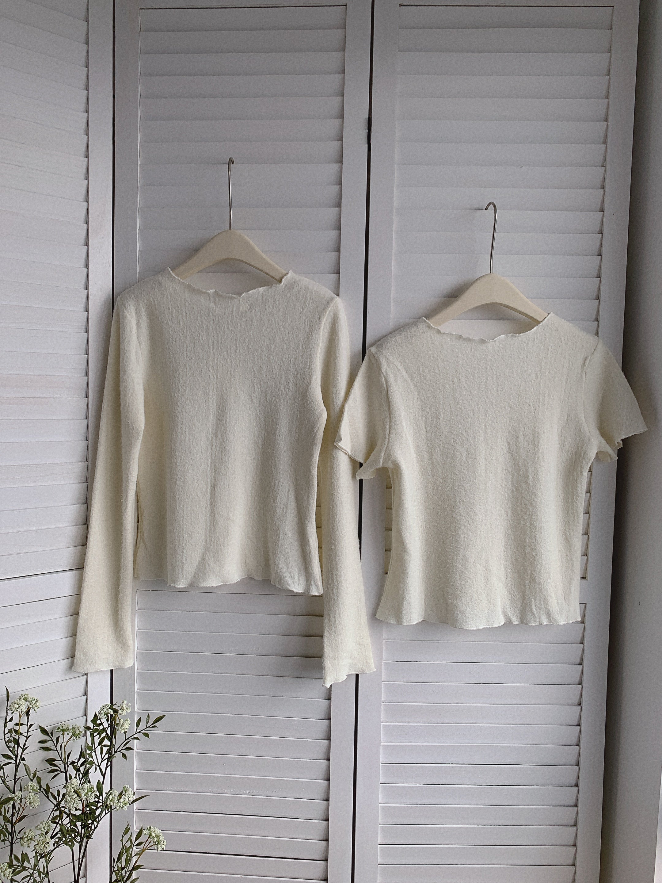 HELLO MILK TEE- 85532 木耳邊套裝