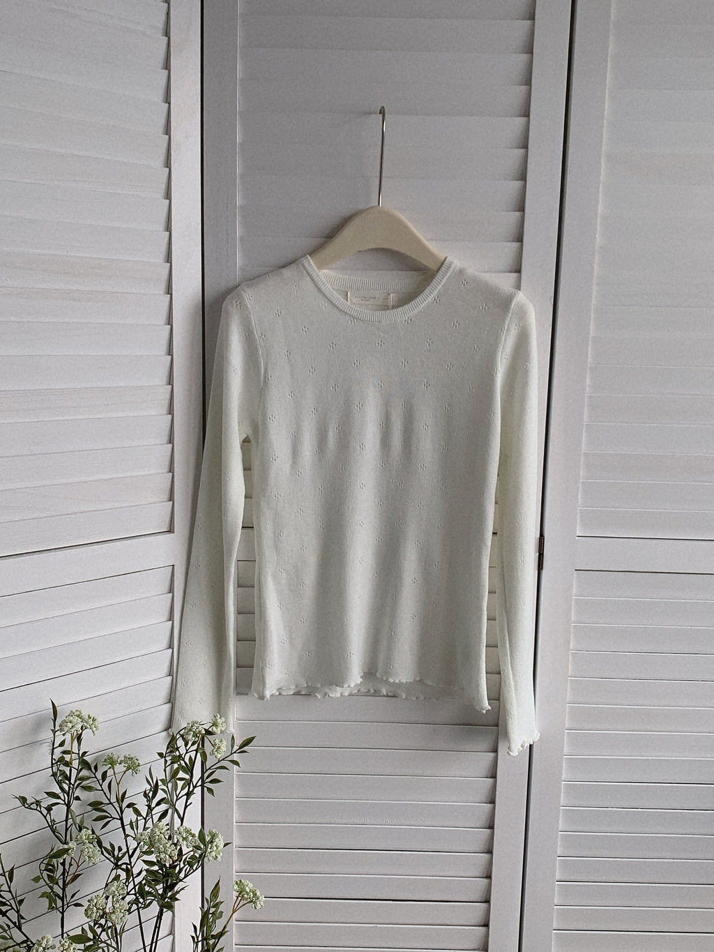 HELLO MILK TEE- 85592 鏤空長袖衫