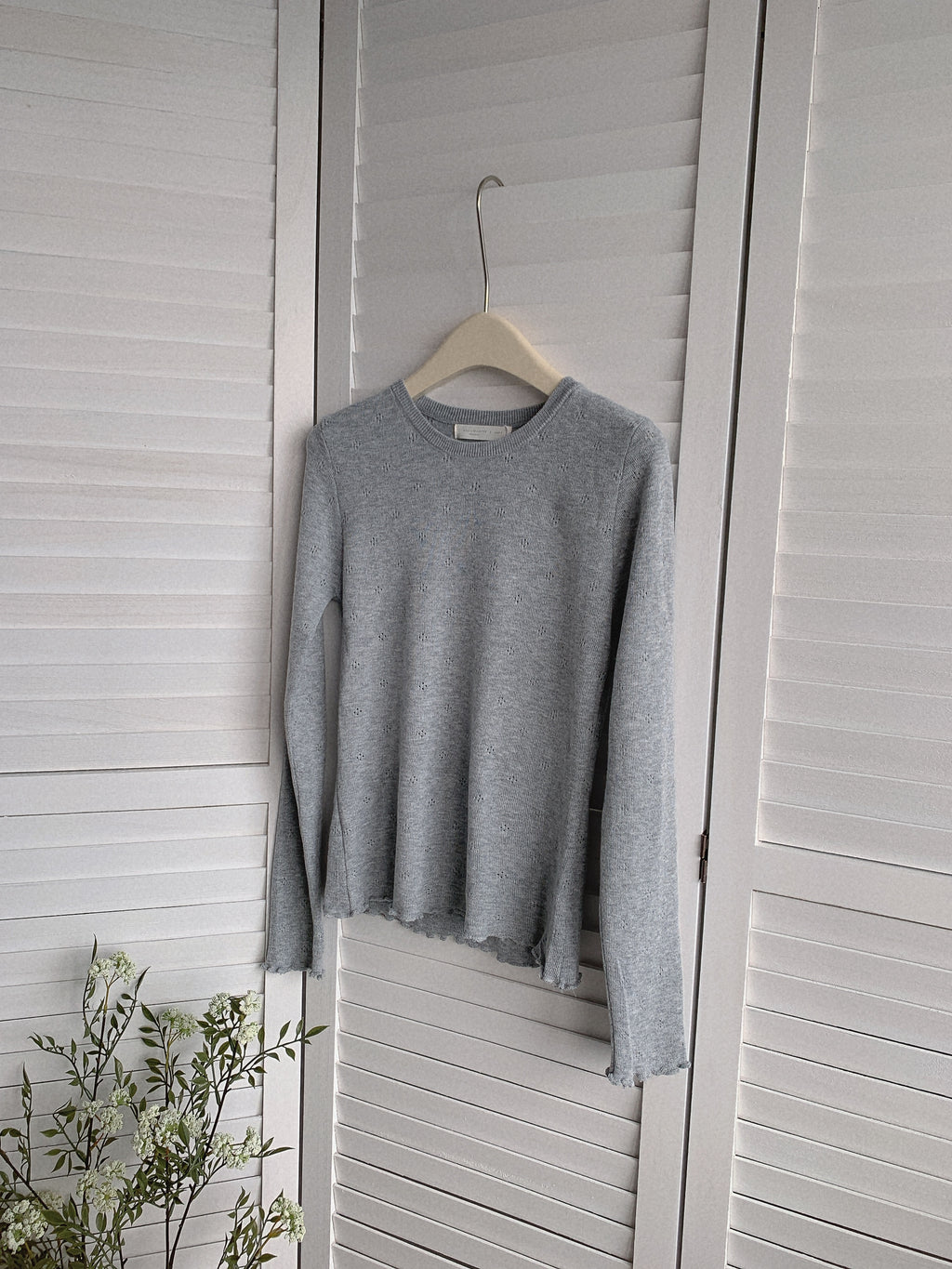 HELLO MILK TEE- 85592 鏤空長袖衫