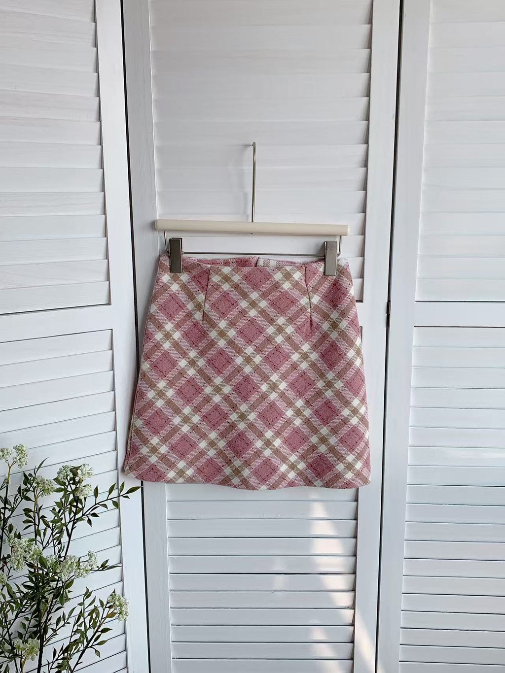 HELLO MILK TEE-85546 格紋短裙