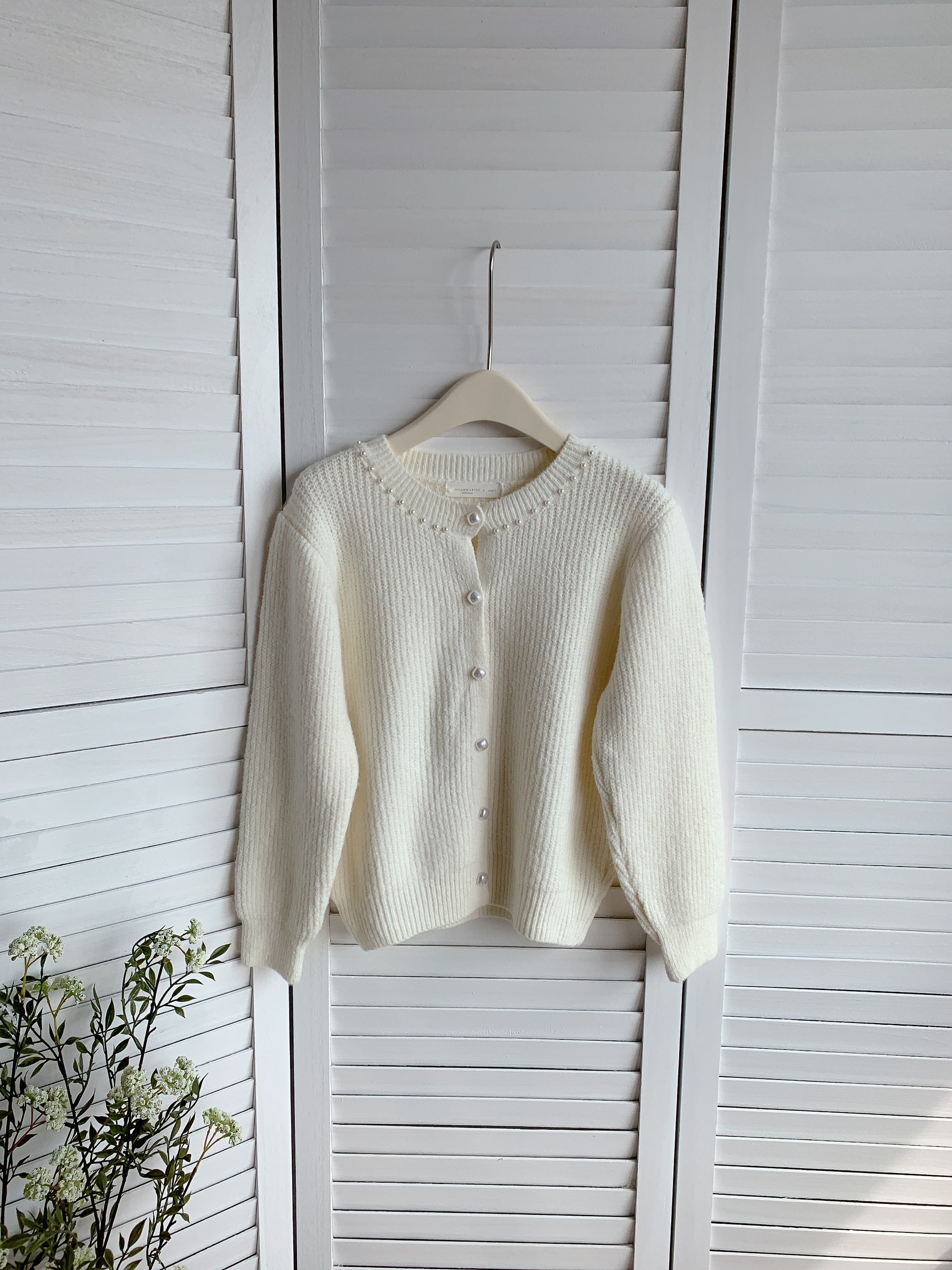 HELLO MILK TEE- 85605 圓領釘珠衫