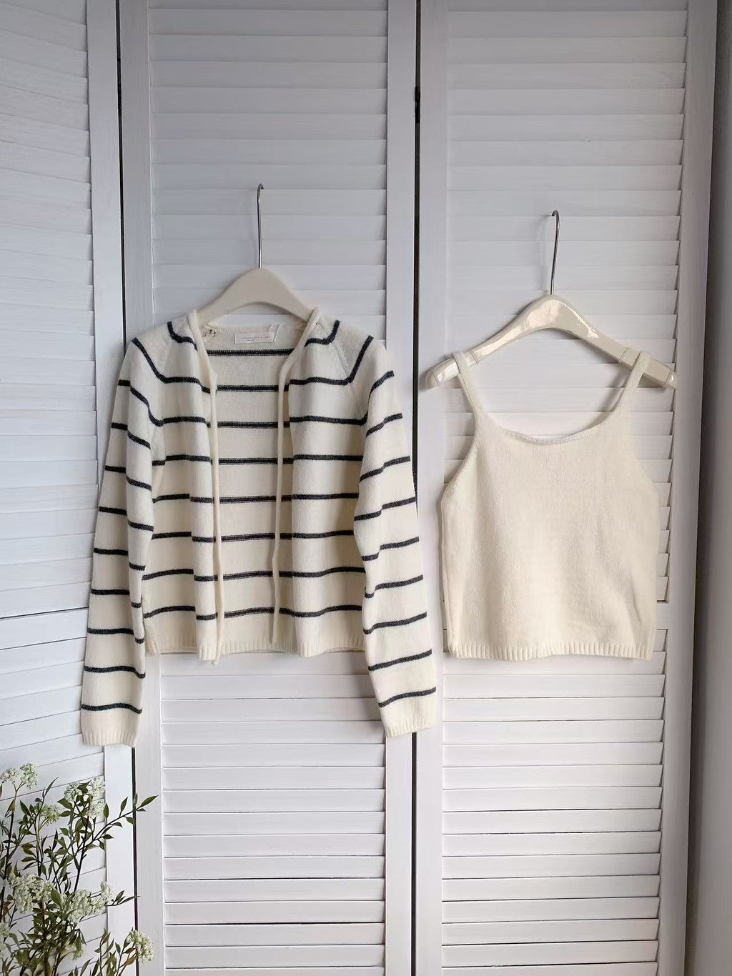 HELLO MILK TEE- 85541 條紋兩件套