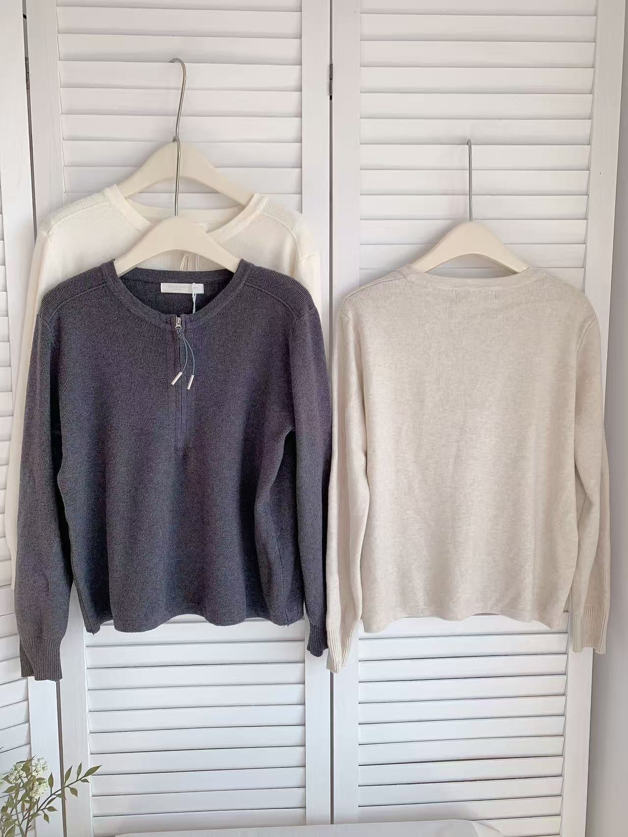 HELLO MILK TEE- 85586 拉鏈針織衫