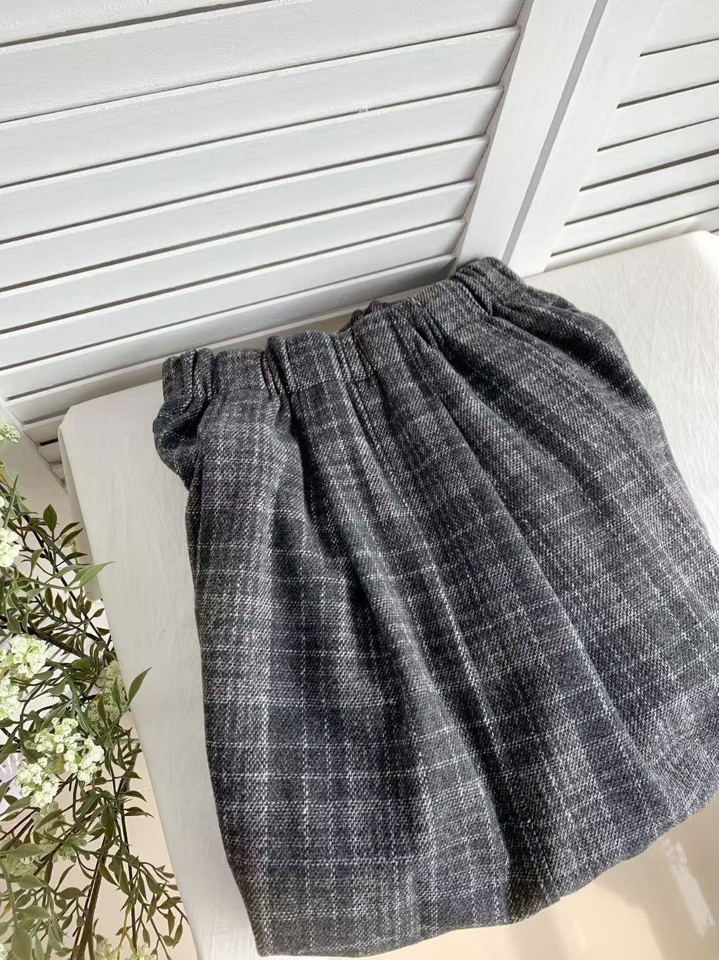 HELLO MILK TEE- 85542 格子半裙