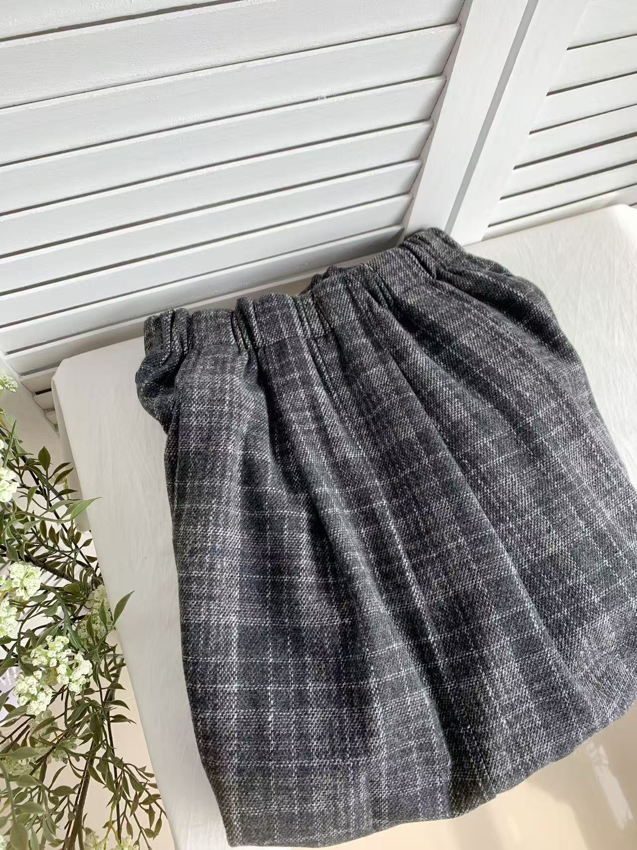 HELLO MILK TEE- 85542 格子半裙