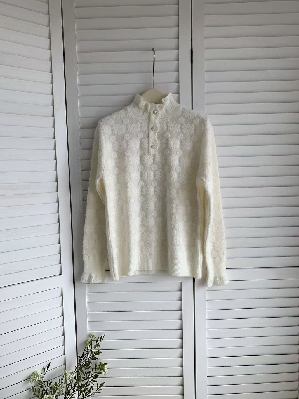 HELLO MILK TEE- 85599 花邊領小衫