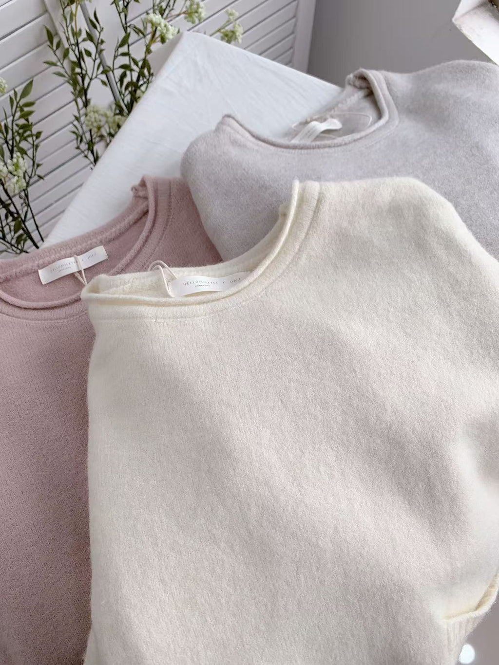 HELLO MILK TEE- 85682 卷邊上衣