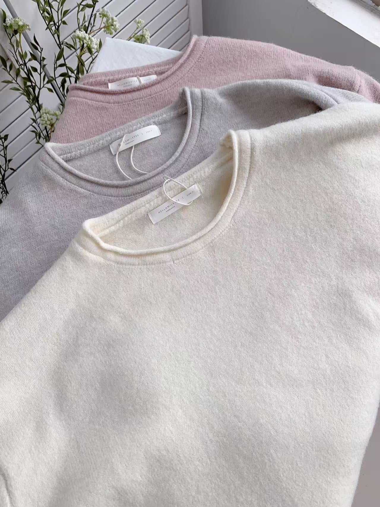 HELLO MILK TEE- 85682 卷邊上衣